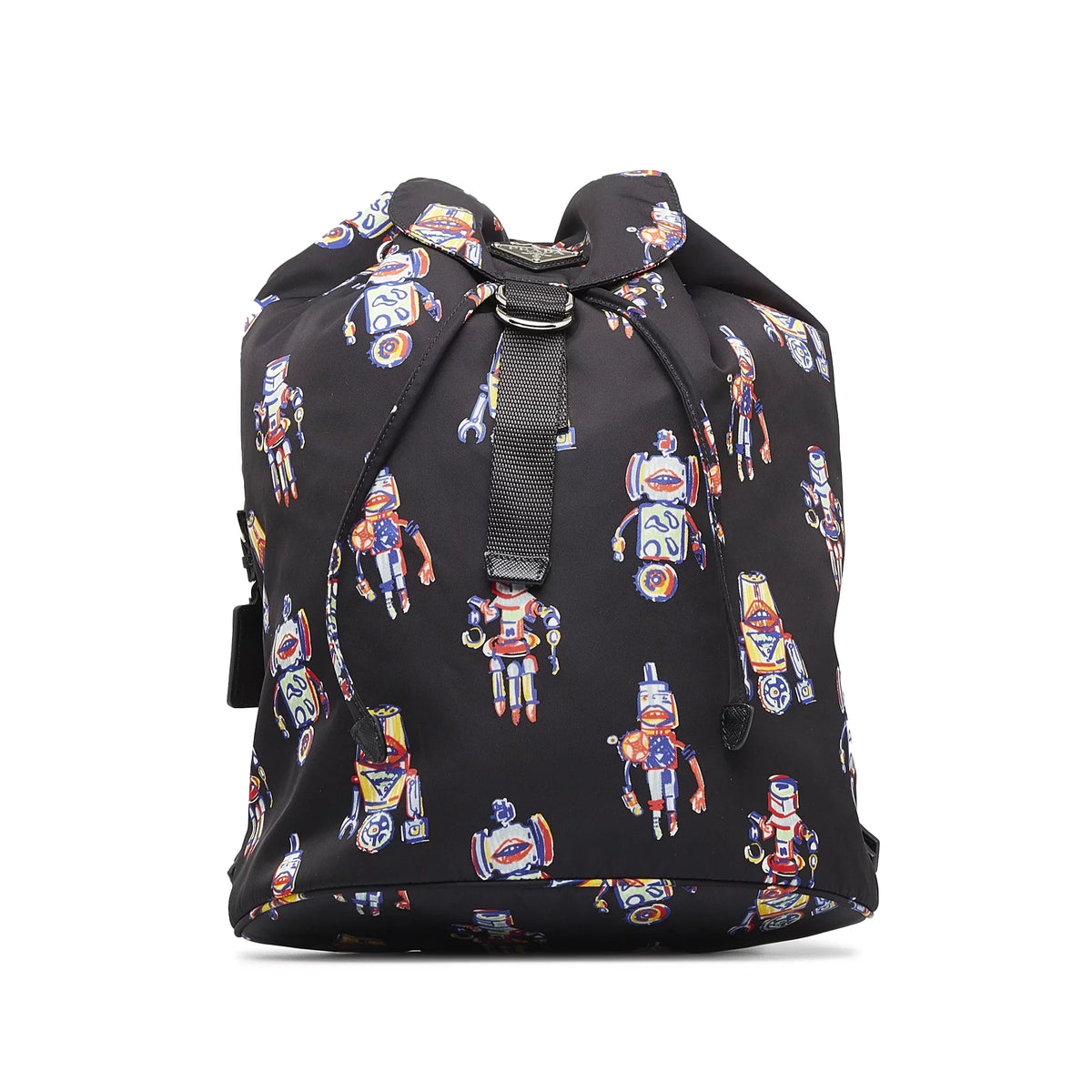 Authenticated Robot Fabric (New Black Prada with Tessuto Pre-Owned Unisex Defects) Nylon Backpack