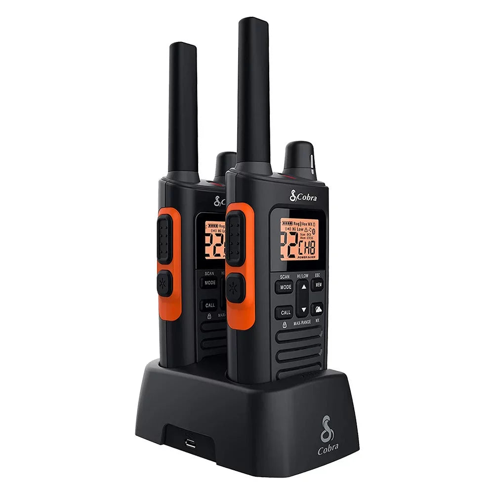 Preset Set Radio for Long RX680 Two-Way Adults Channels, Walkie Cobra - (2-Pack) Rechargeable, Range 60 38-Mile Waterproof Talkies