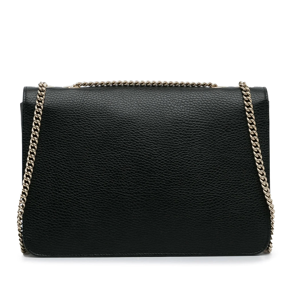 (Good) Authenticated G Leather Dollar Interlocking Crossbody Unisex Calf Gucci Medium Pre-Owned Bag Black