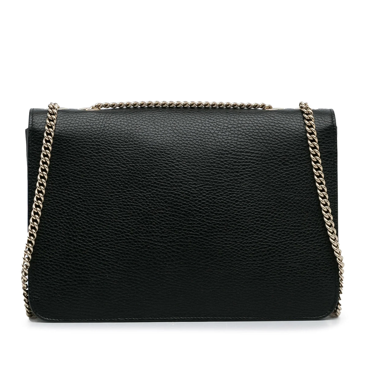 (Good) Authenticated G Leather Dollar Interlocking Crossbody Unisex Calf Gucci Medium Pre-Owned Bag Black