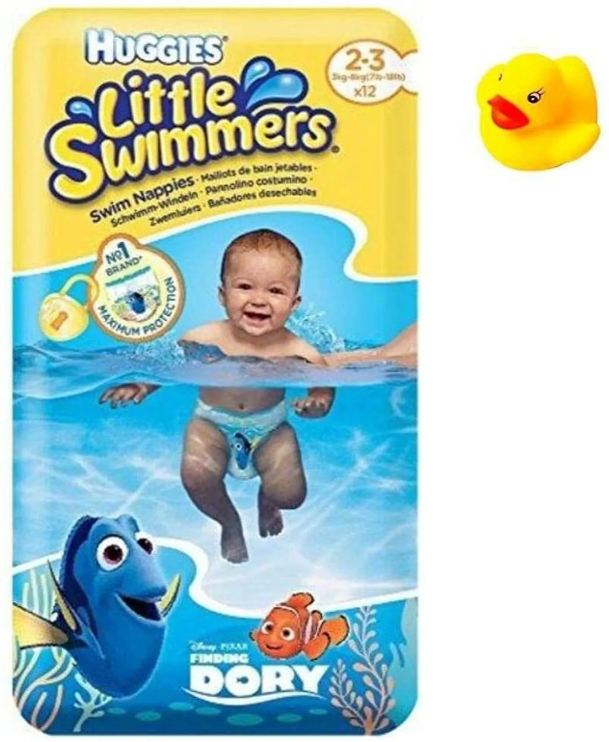 Duckie 12-Count Bonus Pool Swim Toy - Rubber Diapers, X-Small Swimmers 7lb-18lb., Little Disposable