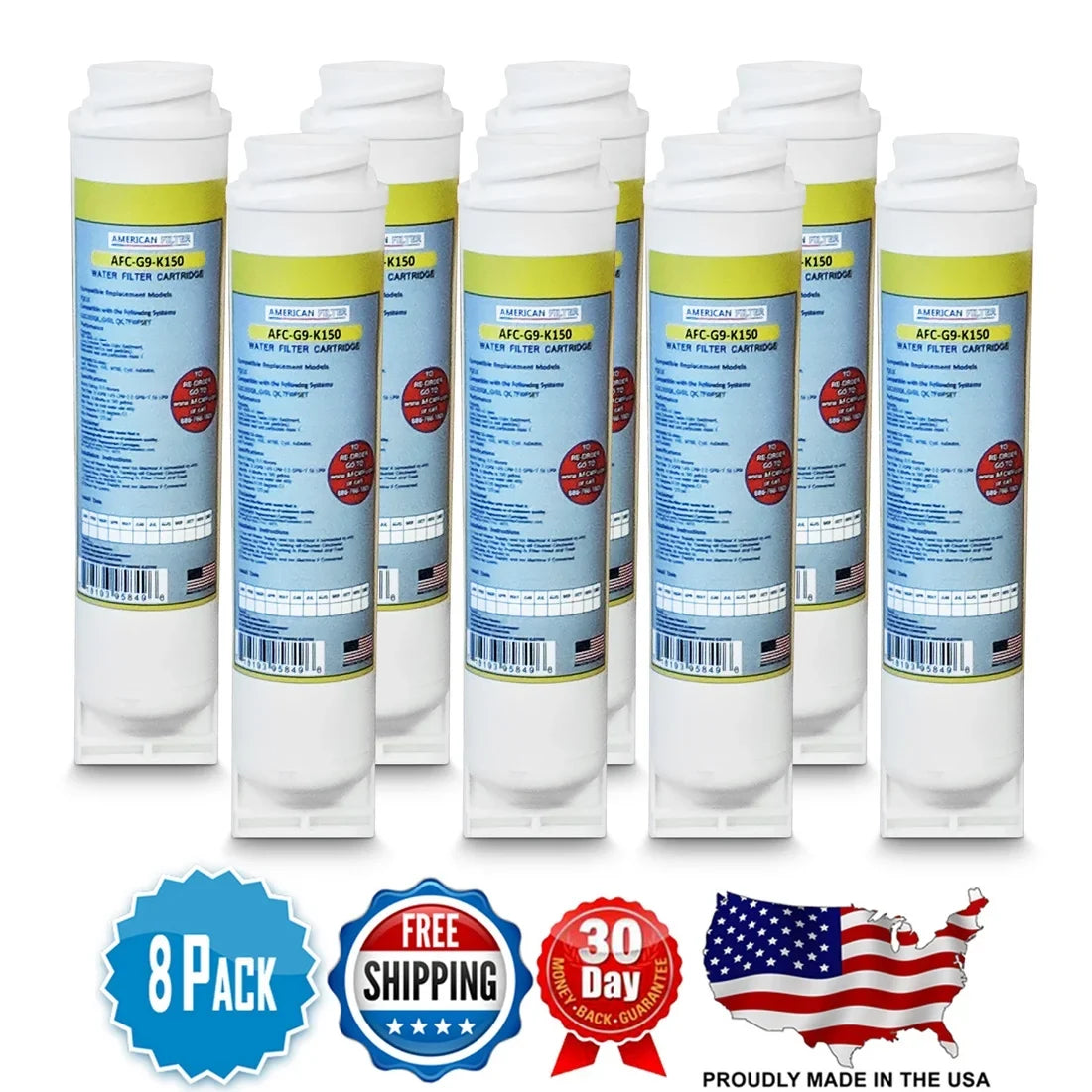 Filters , AFC - 8 Filters Brand in Compatible Made with U.S.A. , GE® # , Water - TFWFSET Model AFC-G9-K15