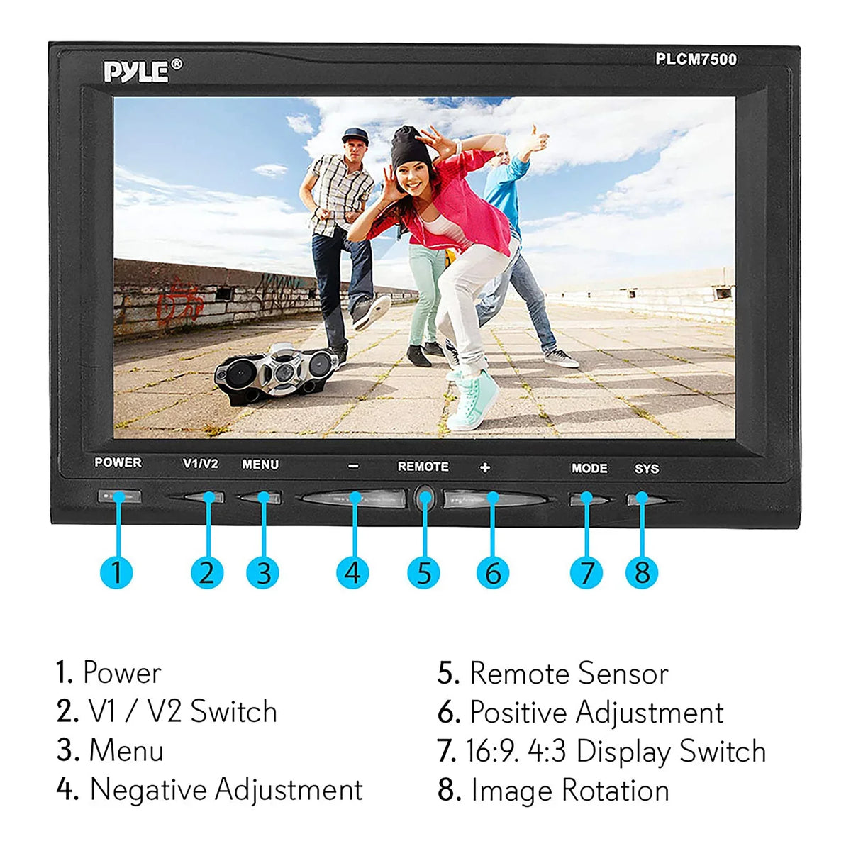 PLCM7500 Monitor Kit Rearview Pyle LCD Camera Backup Car and Assist Reverse 7"