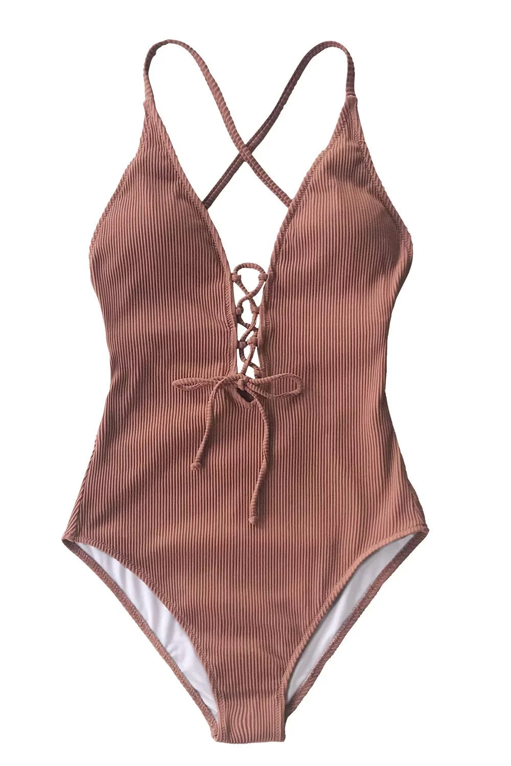 One Swimsuit Cupshe Lace Women's Monokini up Neck Solid Color Piece V