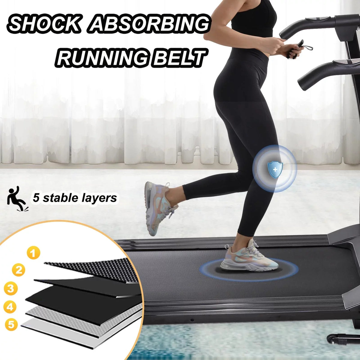 display,Pulse Home Exercise and Running for Sensor,Cup Office Walking Jogging Key Fitness Electric Holder Foldable Treadmill Safety w/LCD