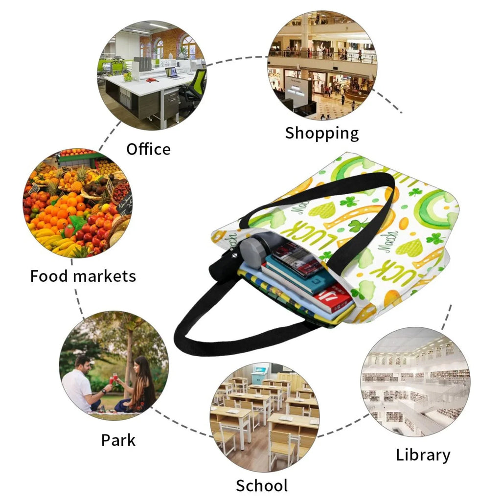 Bag Buying Fitness Zip, Bag, Easygdp Patrick's Office, for with Handbag Canvas Suitable Tote St Shoulder Day1 Groceries, Shopping Stylish