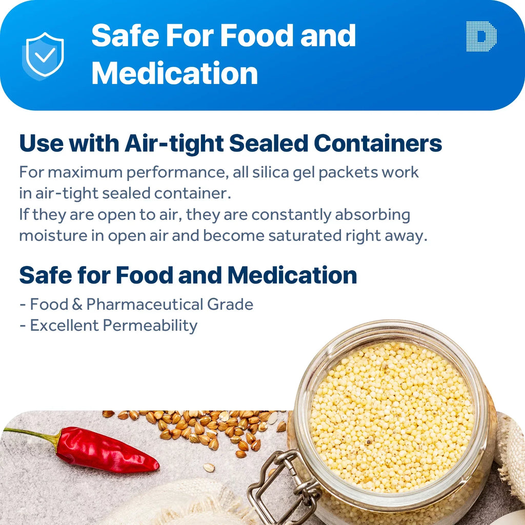 Compliant) & Premium Rechargeable Dry" Dehumidifiers [600 Paper Packets Packs] Gel (FDA 2 Silica "Dry Desiccant Gram -