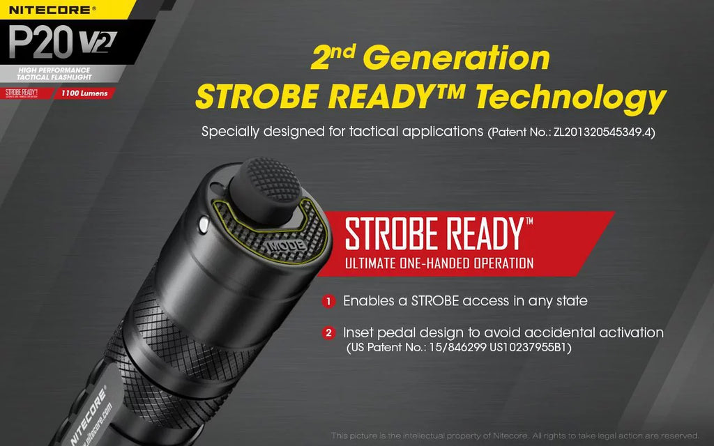 P20 - Combo: Flashlight V2 XP-L2 Tactical Lumens LED Battery 1100 V6 w/NL1834R Cord Eco-Sensa +Free - Nitecore CREE USB