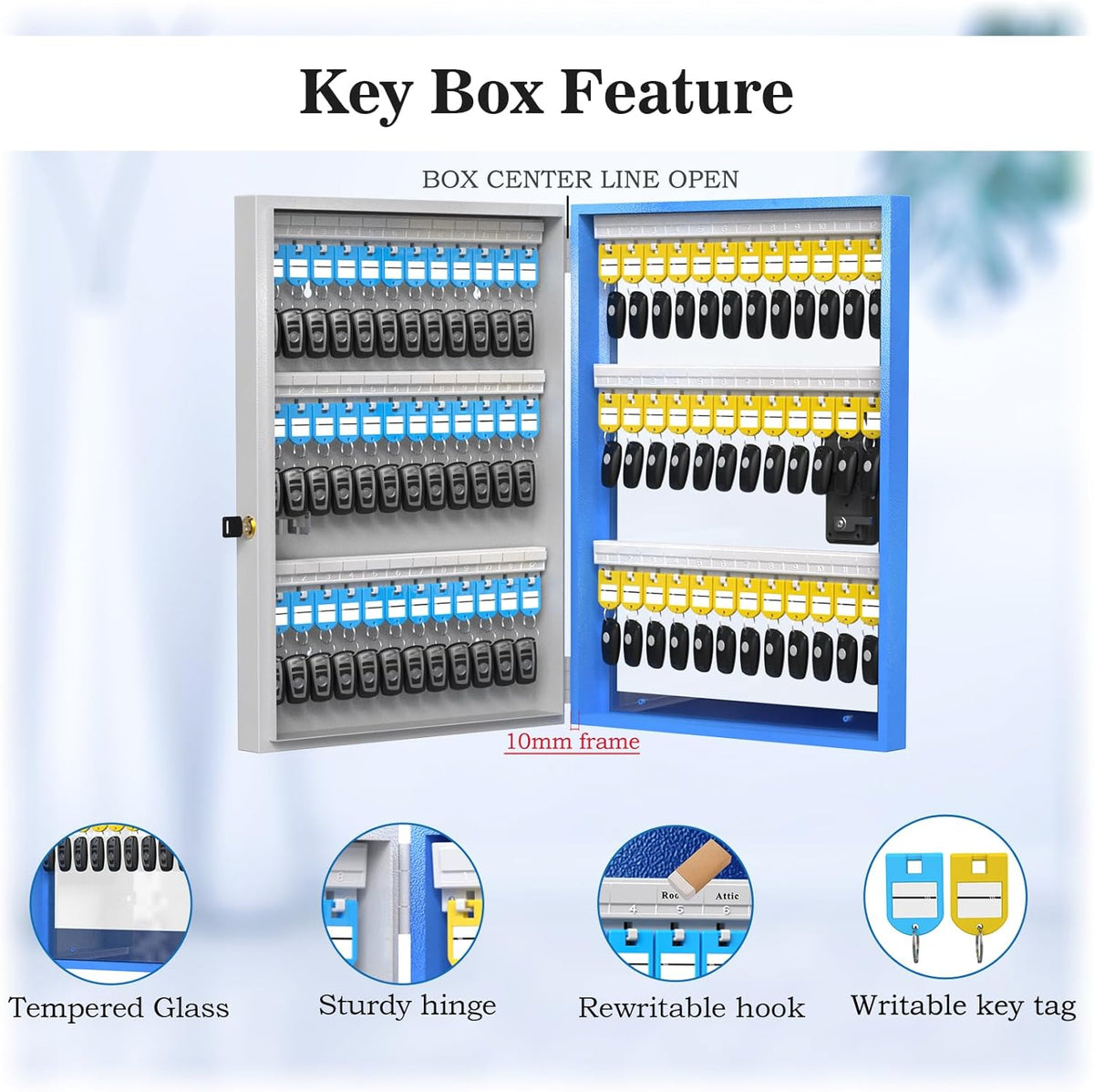 Security Bluetooth/Fixed Half-Remote Lock Box for Key Cabinet Car Lockbox, Key Smart APP Code OTP Plus, Share Dealership，， Mount, 96 Wall Storage