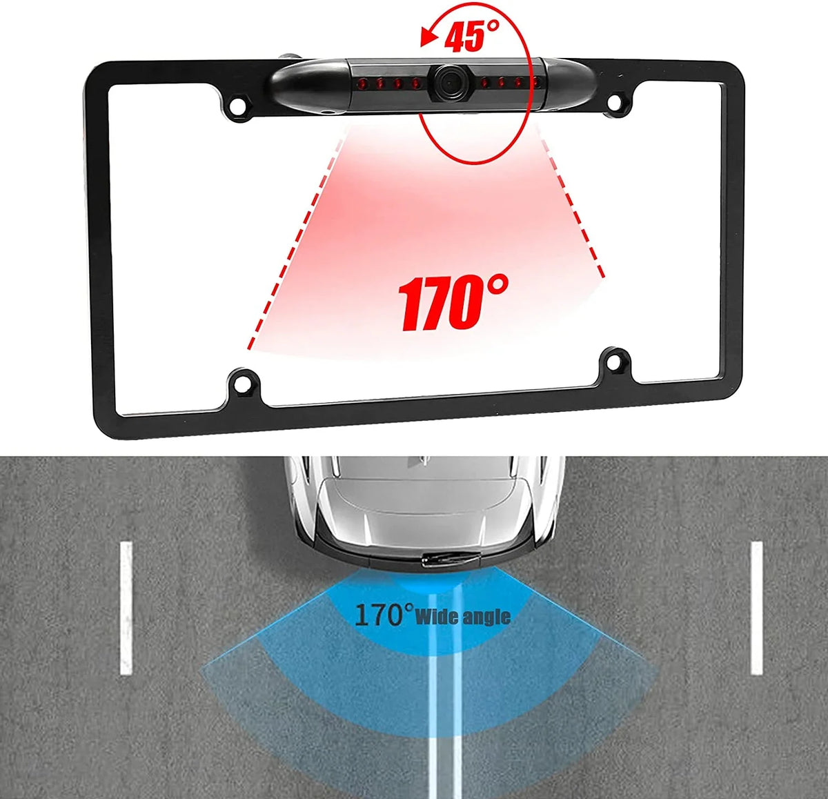 License 170° Vision 8 Viewing Camera Camera, Backup Rear Angle, Backup s Night with View Rear Waterproof Plate
