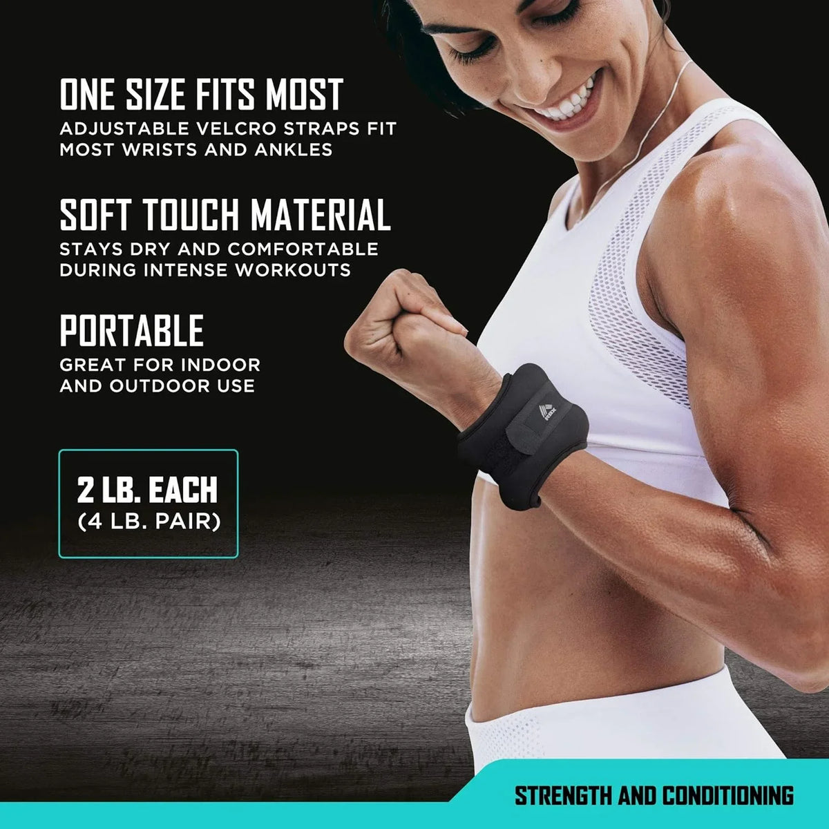 2) for Men (Set RBX Therapy Walking, - Soft Training, Physical and Resistance and of Material Weights Wrist Straps, Touch Jogging, Velcro Women Made - for Ankle and