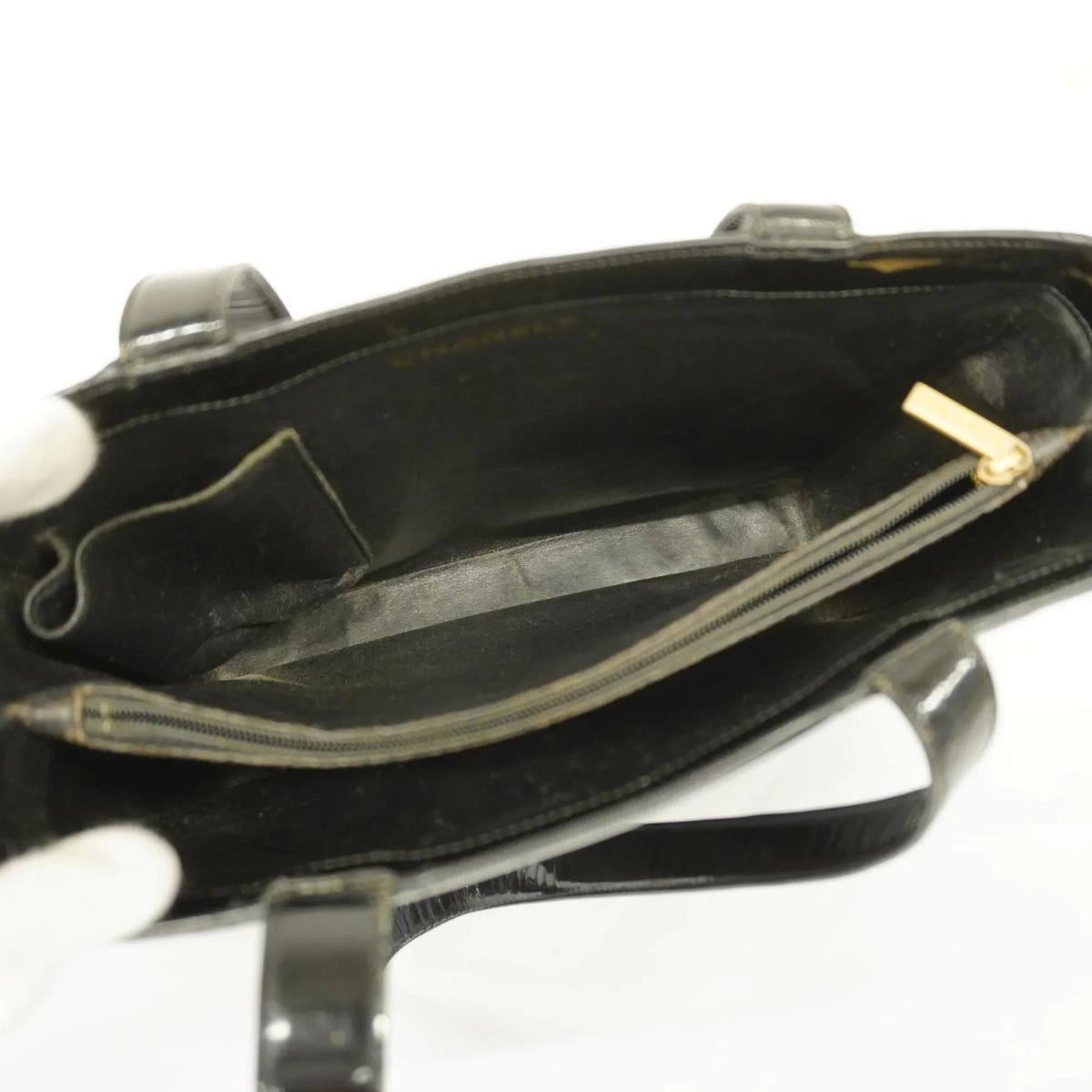 Black Women's Champagne Leather Chanel Tote Bag (Good) Patent Pre-Owned