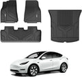 Tesla & Custom Black Floor Mats 1st&2nd Liner Liner 2020-2023 Trunk Mats and for Tesla Y Floor Model Row All TPE for Weather Y Cargo Car 3W Fit
