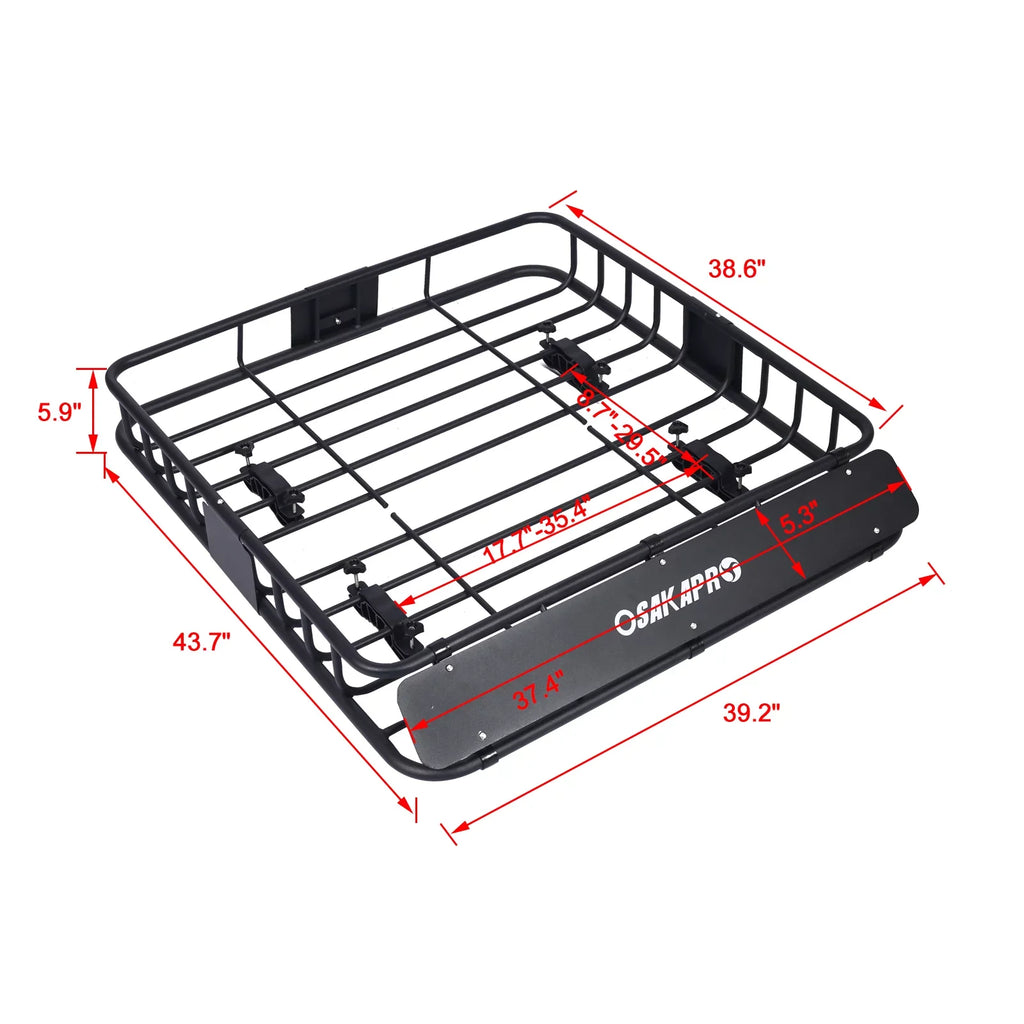 Mount Rooftop Carrier Roof Cargo Basket，Motoring steel Roof Rack,Top 43"，black Rack
