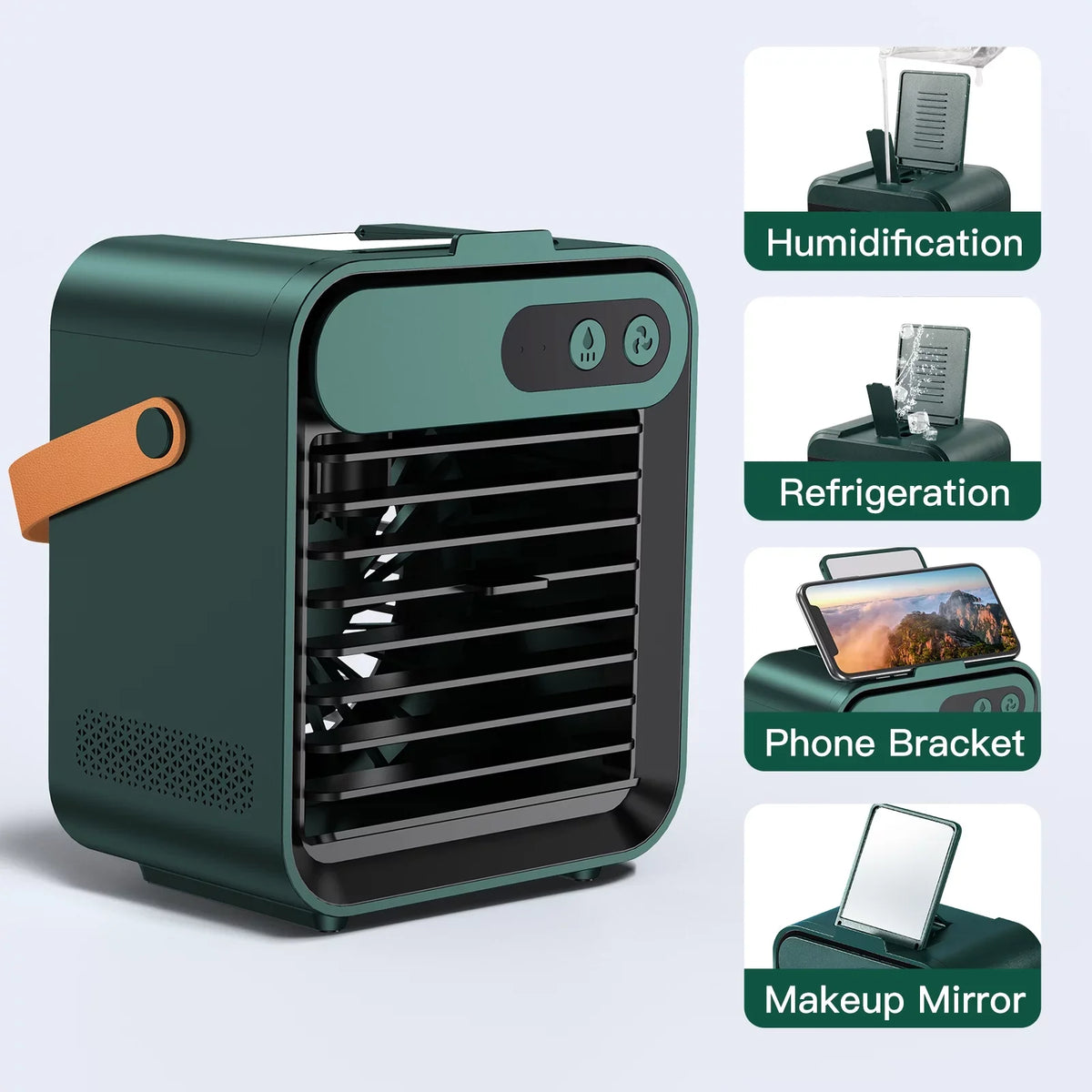 Cooler Speeds and with 3 Personal vanity Cooling Office,Bedroom,Car Phone Portable holder Fan Humidifier Adjustable Comvin and Air Home Desktop mirror Fan 4 Fan,Quiet USB with Air for in Desk Fan, 1