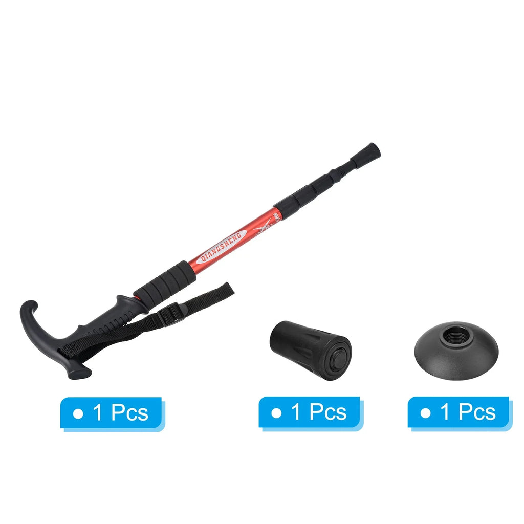 Poles Handle, Uxcell Trekking Hiking 43 Pole Telescopic Red Collapsible T Inch