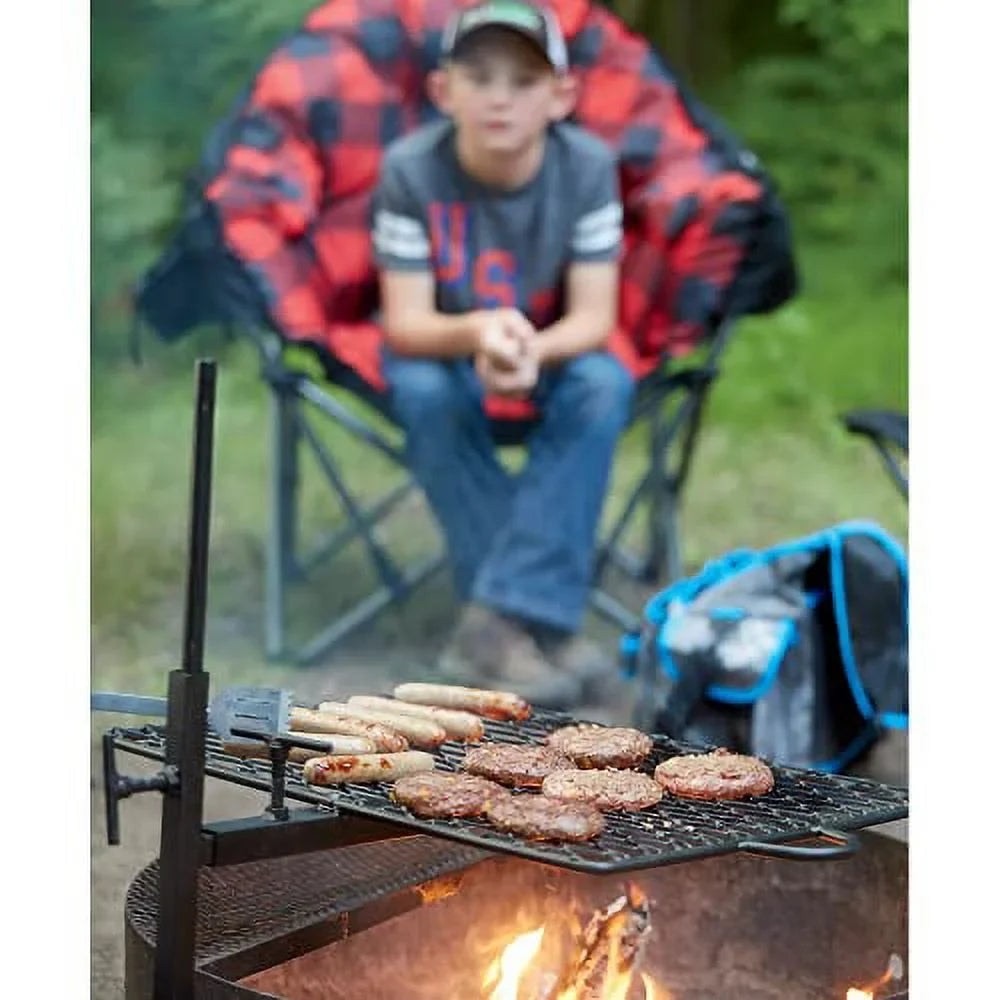 Fire Over Gear Guide Fire Carry Bag or Campfire Height Pit, Open Swivel Grill Adjustable w/Canvas