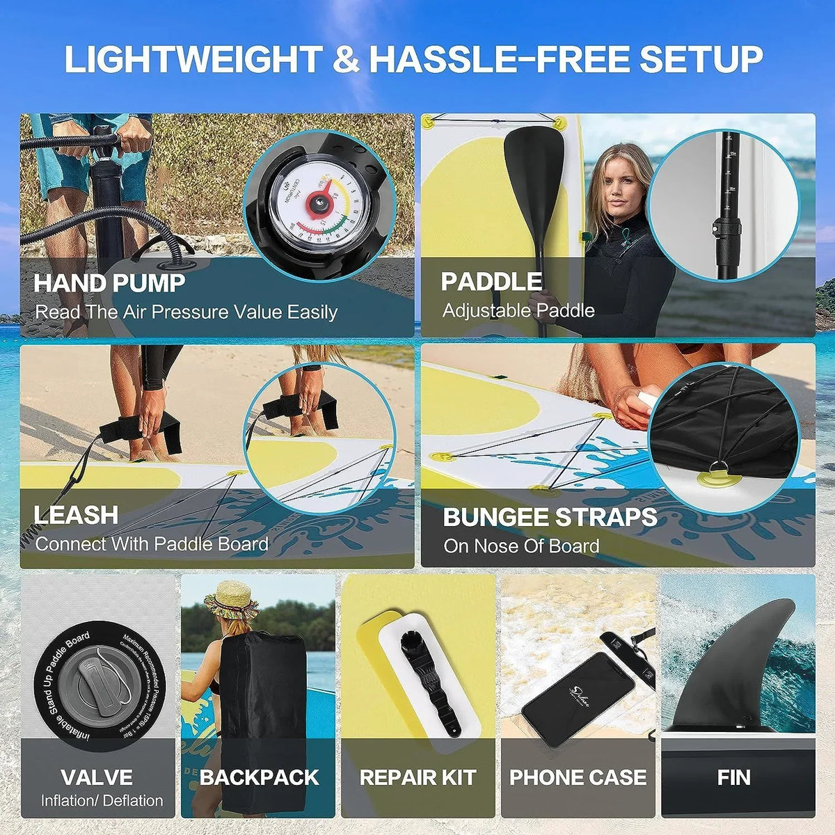 board 27.55 stability - and water! paddle kit the 1 - Board Inflatable Deluxe Paddle ultimate Up - balance on Discover Pink Stand