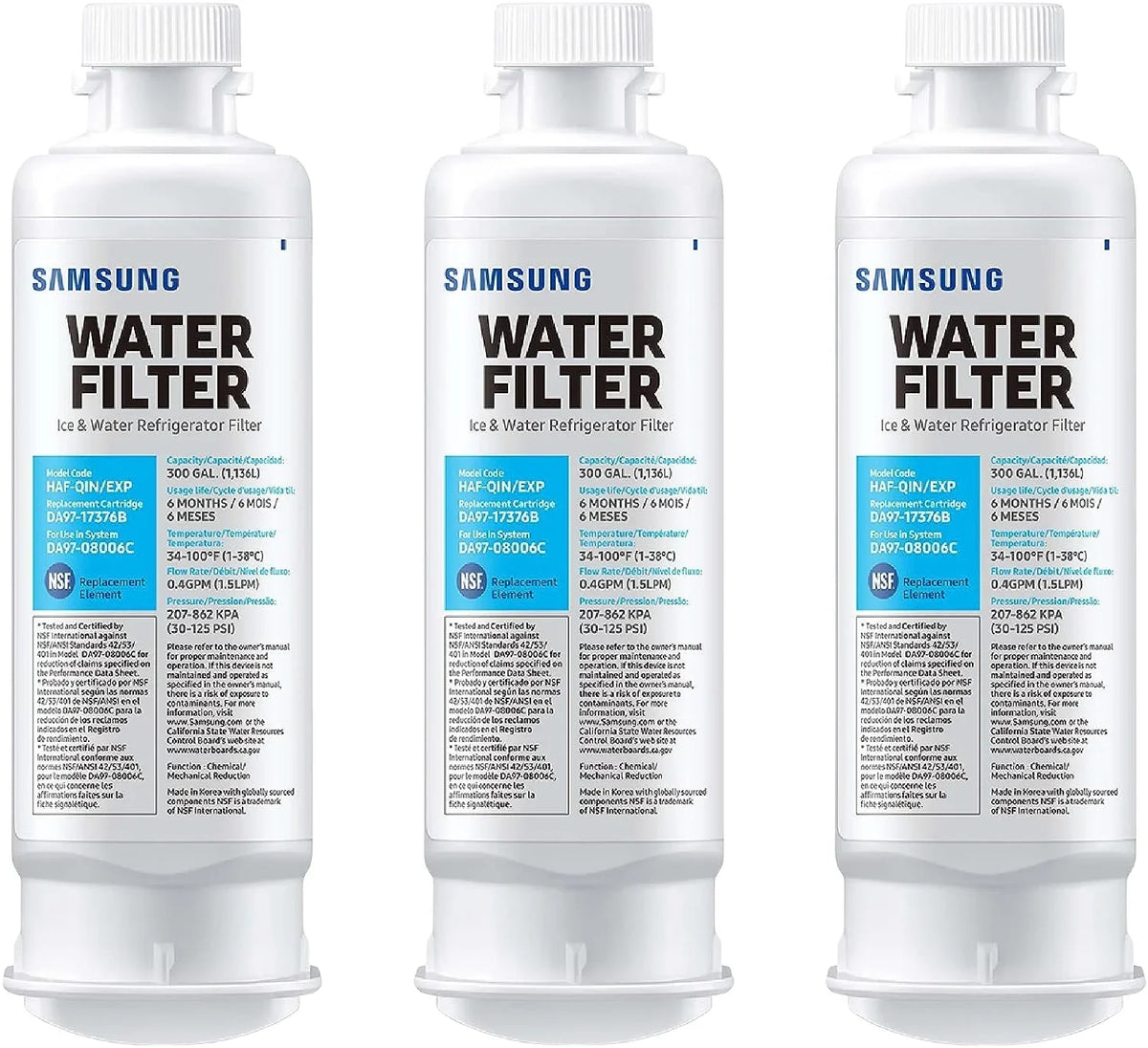 Water For Filter DA97-17376B, Refrigerator HAF-QIN/EXP, DA97-08006C, 3 Replacement Pack HAF-QIN