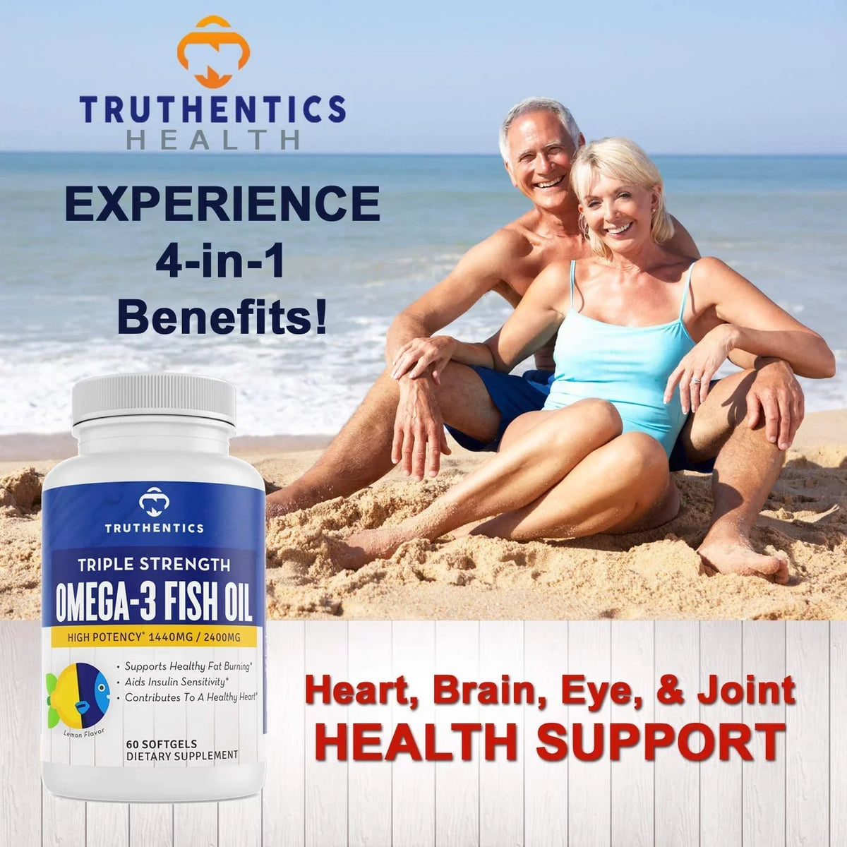 '- 100% Sea-Harvested mg Omega 2400 DHA 120 Omega Softgels Lemon Strength (2 - Fish Fish Acids Oil Pack) Flavor Truthentics - - Fatty EPA Burpless High 3 Oil 3 Pure Triple