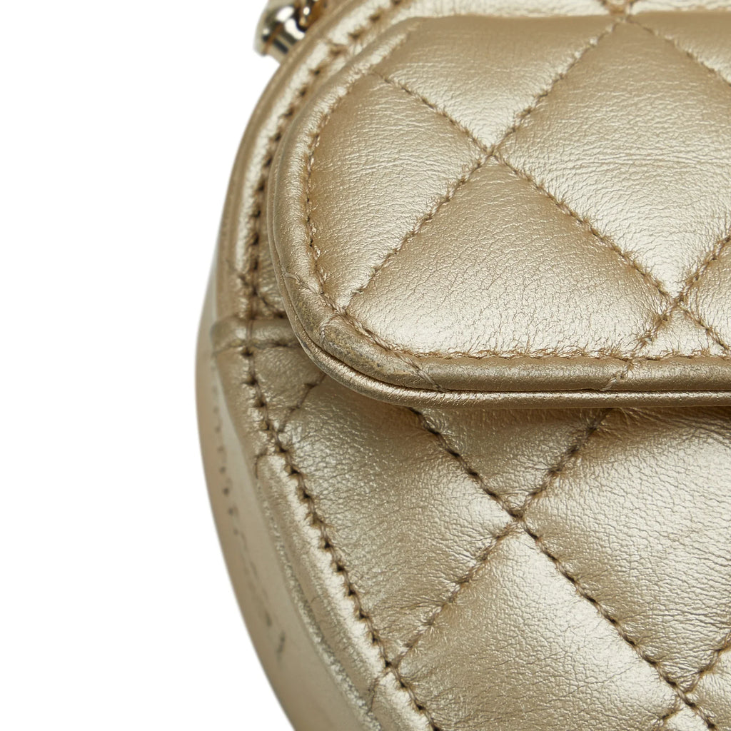 Authenticated Heart Mini Pre-Owned Bag Gold Unisex in CC Crossbody Crossbody Lambskin Love Chanel (Good) Leather