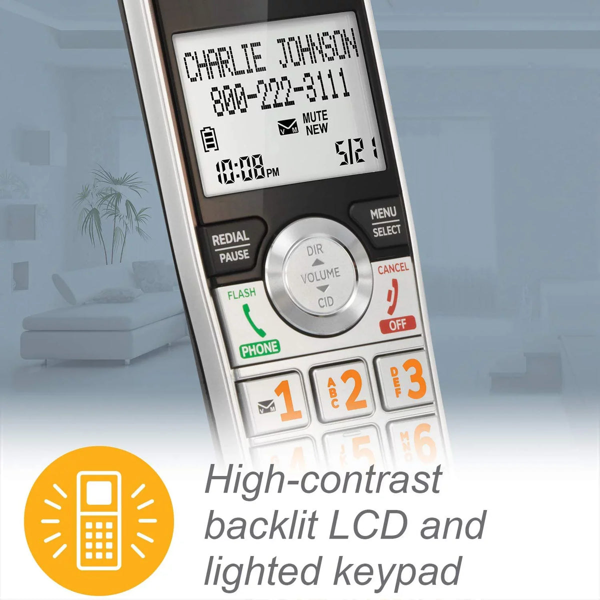 Call 1 with Black/Silver 6.0 DECT Blocker, Expandable Handset with CL84107 Phone AT&T Smart Corded/Cordless