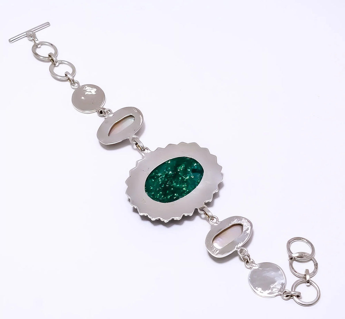 Bracelet Silver 925 Handmade Gift, Plated Jewelry Valentine's Day - Green 8.99" Beautiful Aventurine For 7-8.99" Birthday B2, Gift, Woman India