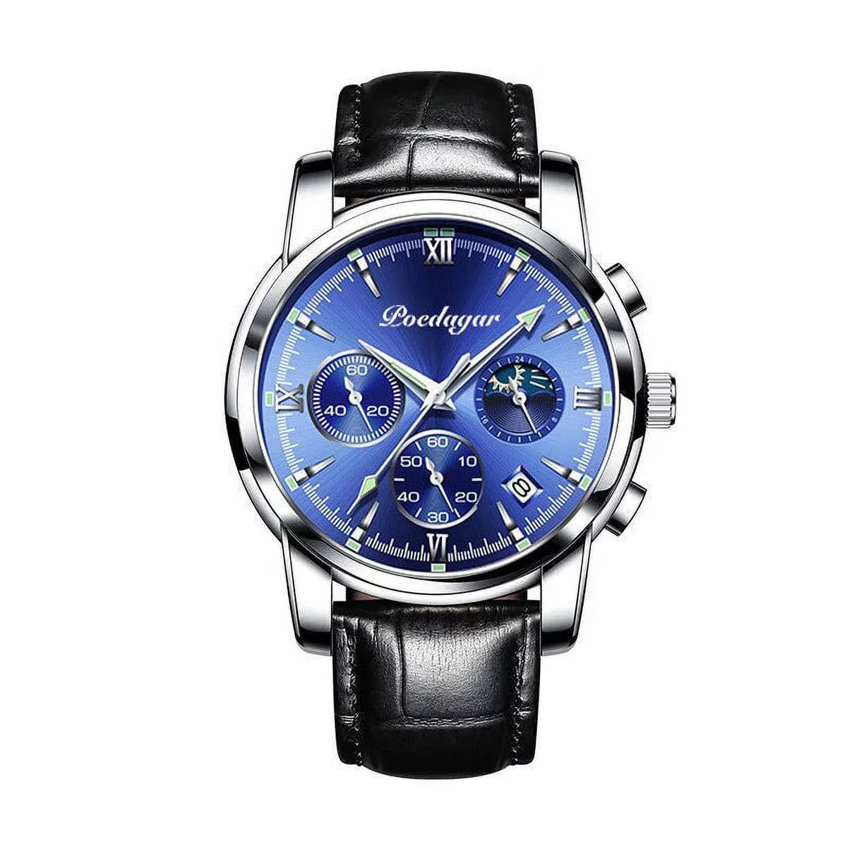 Male POEDAGAR Watch Clock Fashion Wristwatch Brand Mens Luxury Sport Waterproof Blue Quartz Leather Watches Top Casual