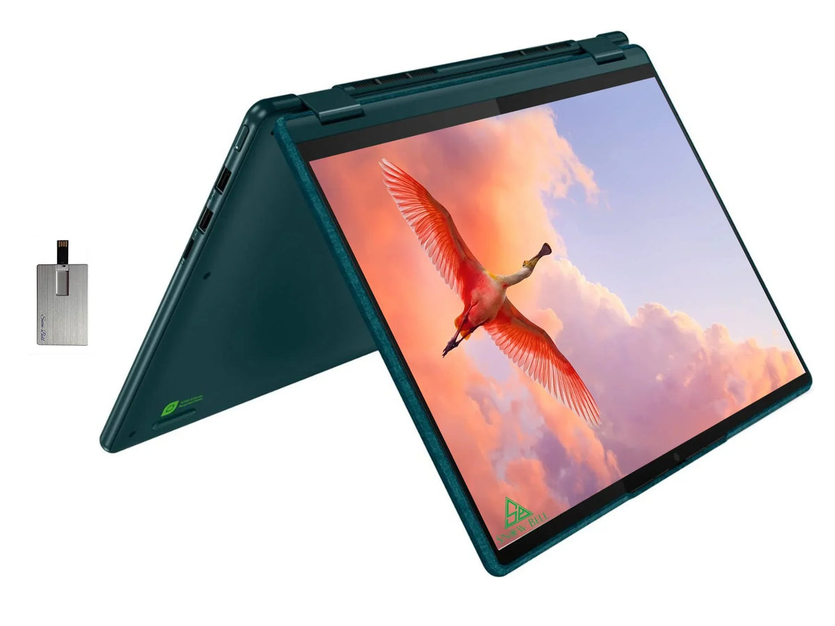 6 Card 5 Touchscreen 8GB AMD USB 13.3" Yoga 5500U, Backlit 360° SSD, 2-in-1 SnowBell PCIe 11, Lenovo 2TB RAM, WUXGA 32GB Dark Reader, Laptop, Win 2023 Keyboard, Ryzen Teal, Fingerprint