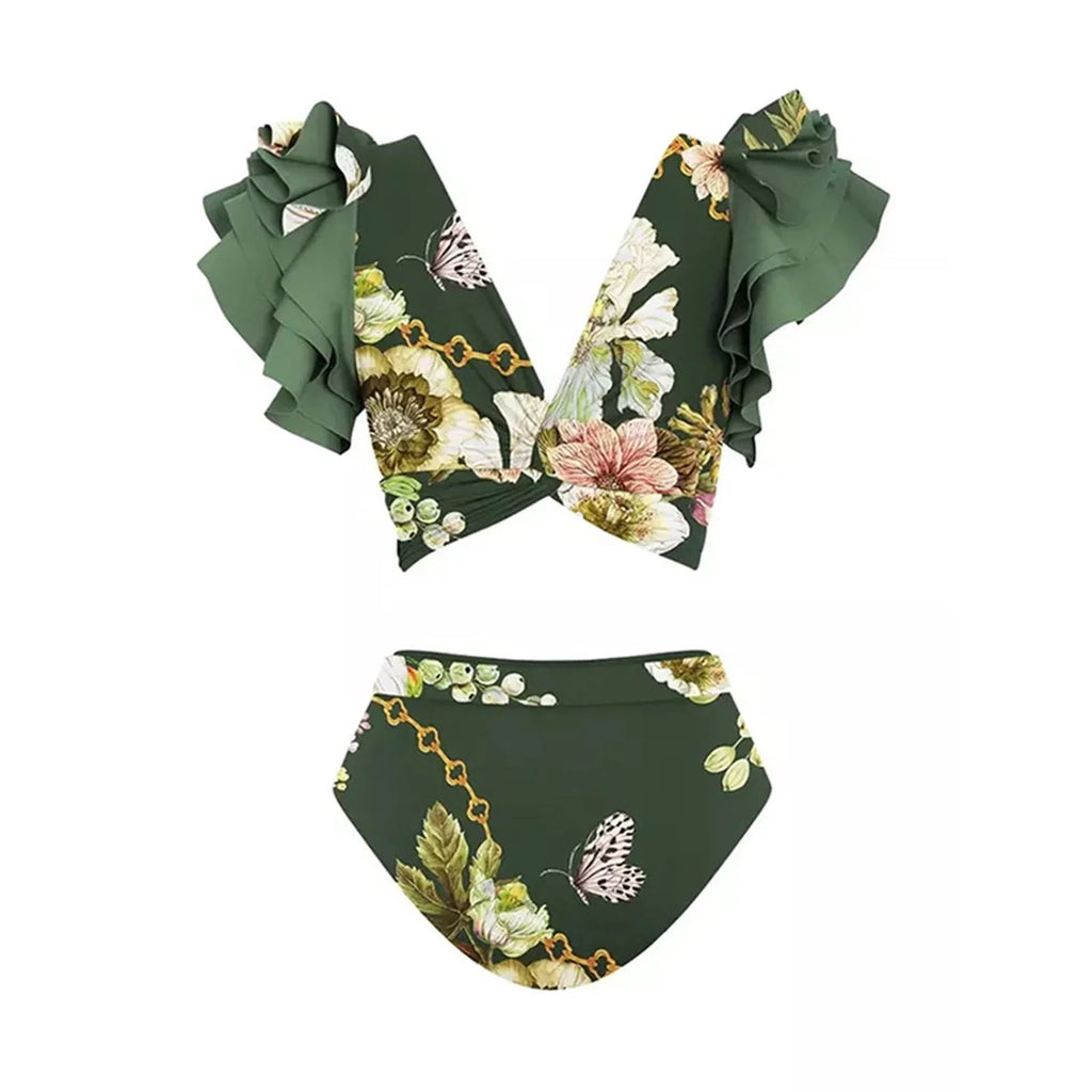 retro women strapping split printing and for beach swimwear skirt swimsuit