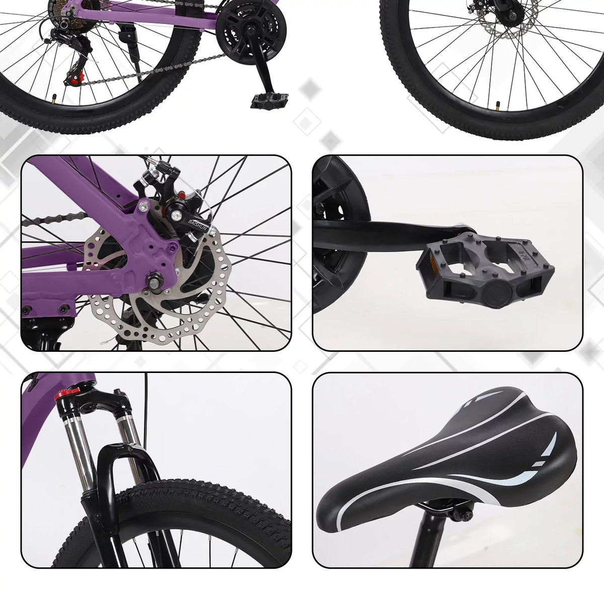 Disc Dual Mountain, Mountain Men's 26-inch Women's Bike, Frame，Purple Bike, City and Brakes, Alloy Magnesium 21-speed HALJEN