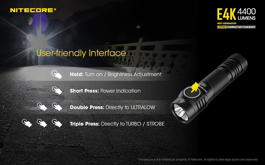 Combo: Magnetic Eco-Sensa generation USB and Charger +A1 Flashlight and NL2150HPR Cord Batteries w/NL2150HPi NITECORE 4400Lm - E4K Next