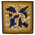 Ladies Hermes Gold Bird (Good) Carre90 Perroquets Navy HERMES Pre-Owned Les Parrot Scarf Silk Muffler detail