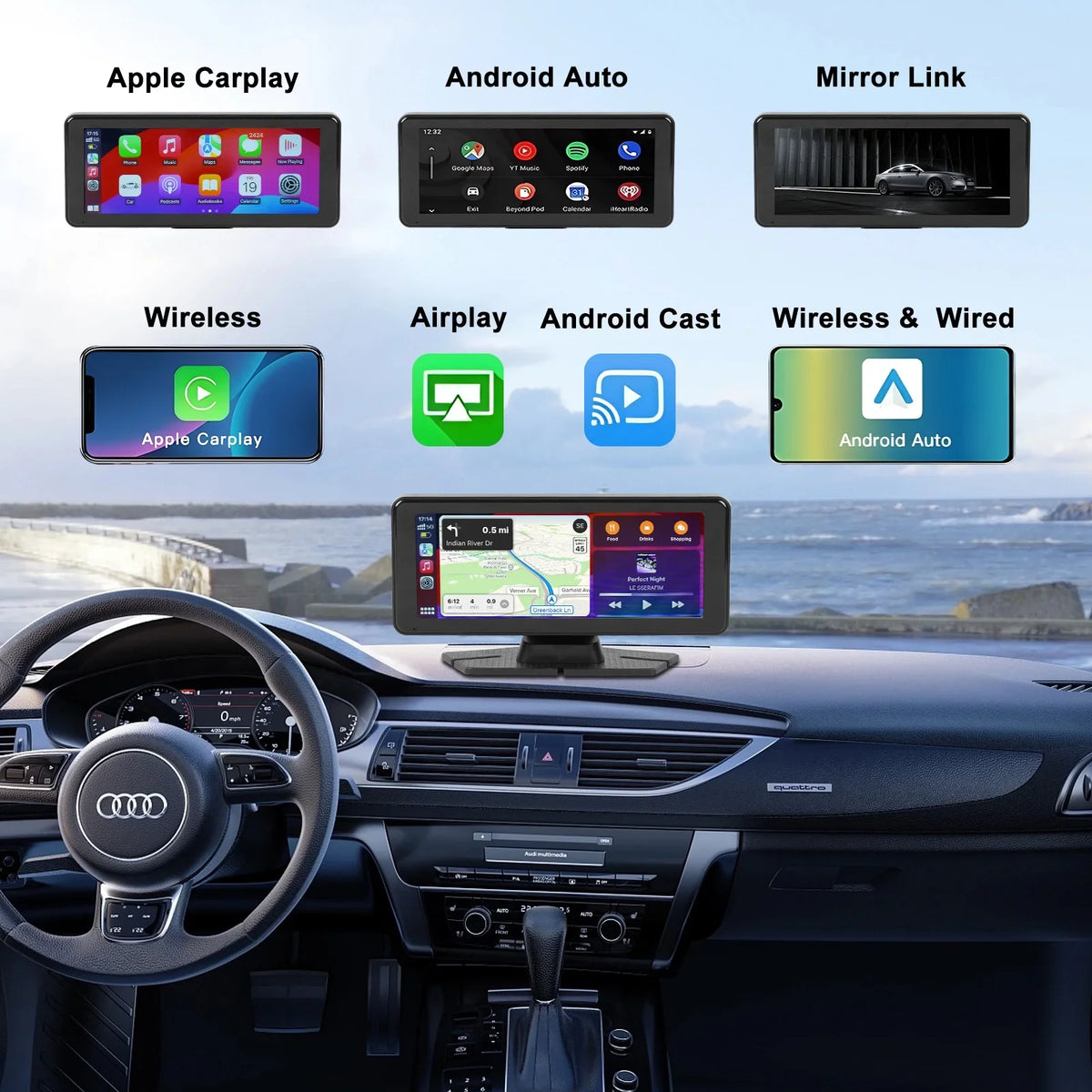 & Backup Car Android 1080p with (6.9inches) Apple 4K Carplay Navigation, Auto Touchscreen NEXPOW Audio Stereo, with Car Carplay Camera, Dash GPS Bluetooth Receivers Portable Cam,