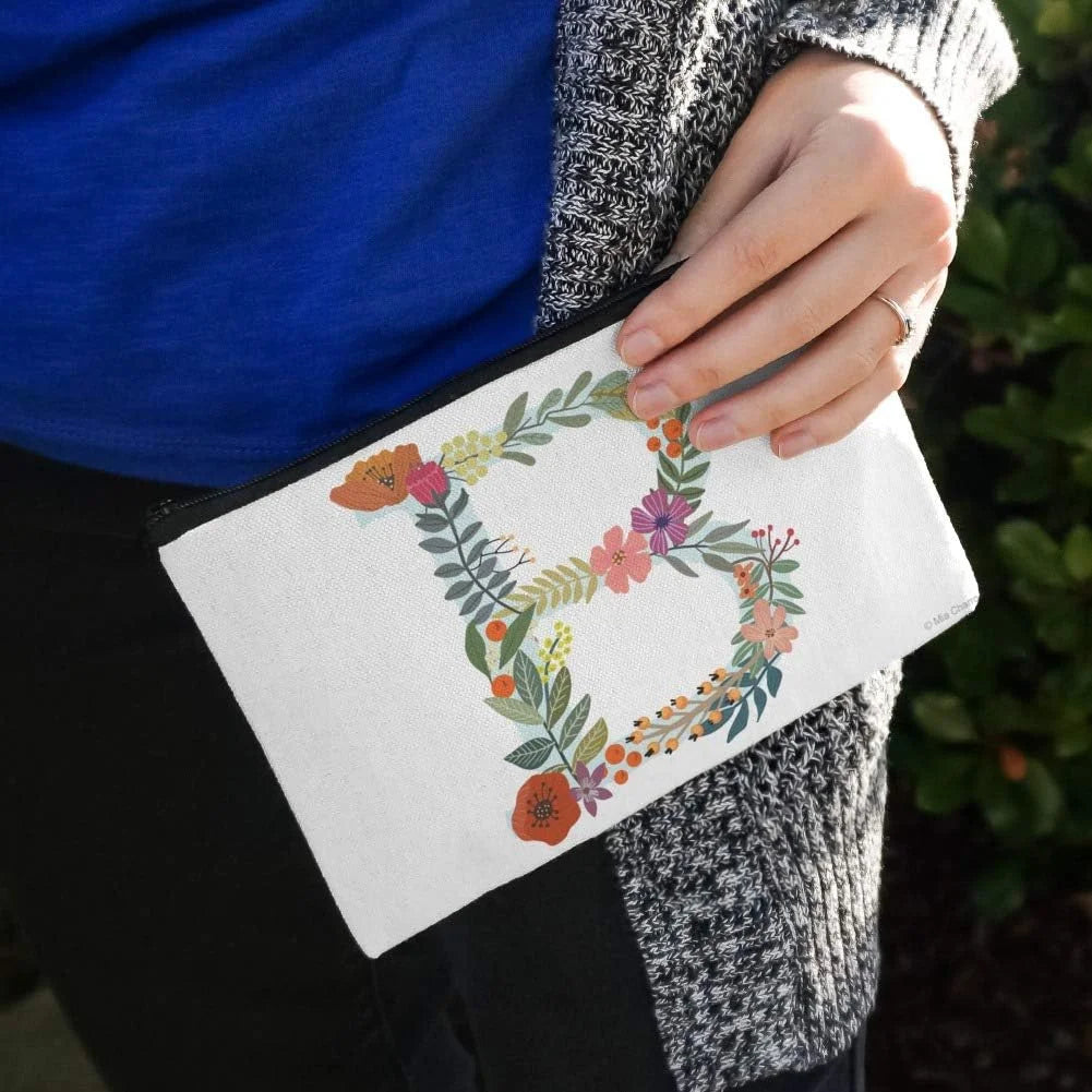 Letter Floral Initial Pouch Organizer Cosmetic B Makeup Bag
