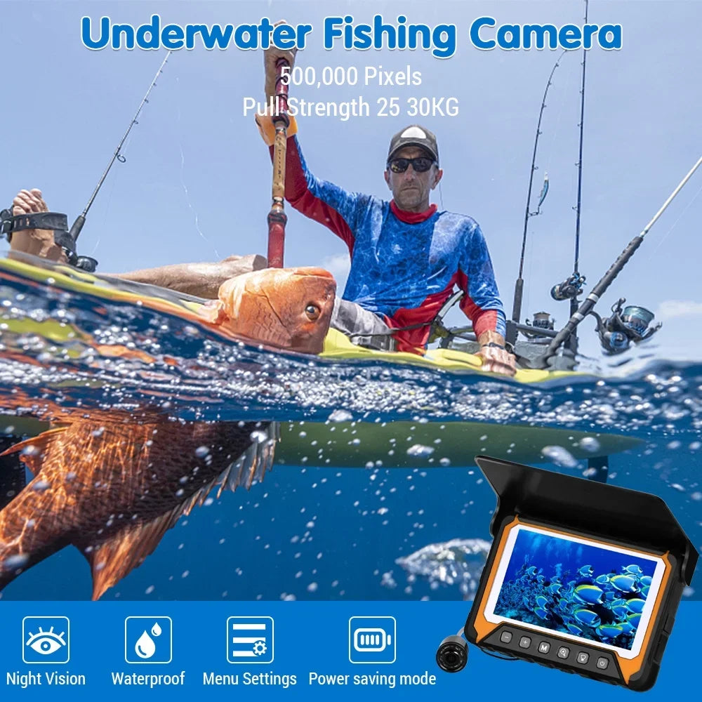 8 Camera River/Ice Pcs Pixels, Wide IR Night Fishing Angle, Suitable 500,000 LCD for , Vision Fishing 5in 120° Underwater