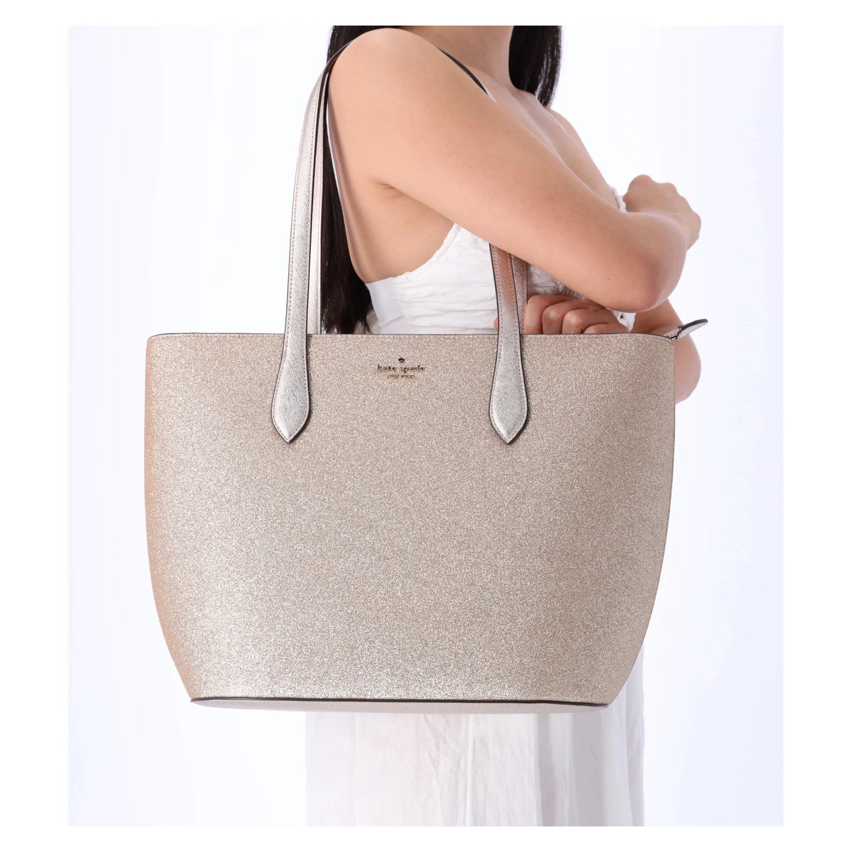 Wallet Zip Top Gold Kate Glitter Spade Large Tote Holiday + Shoulder Bag Glimmer