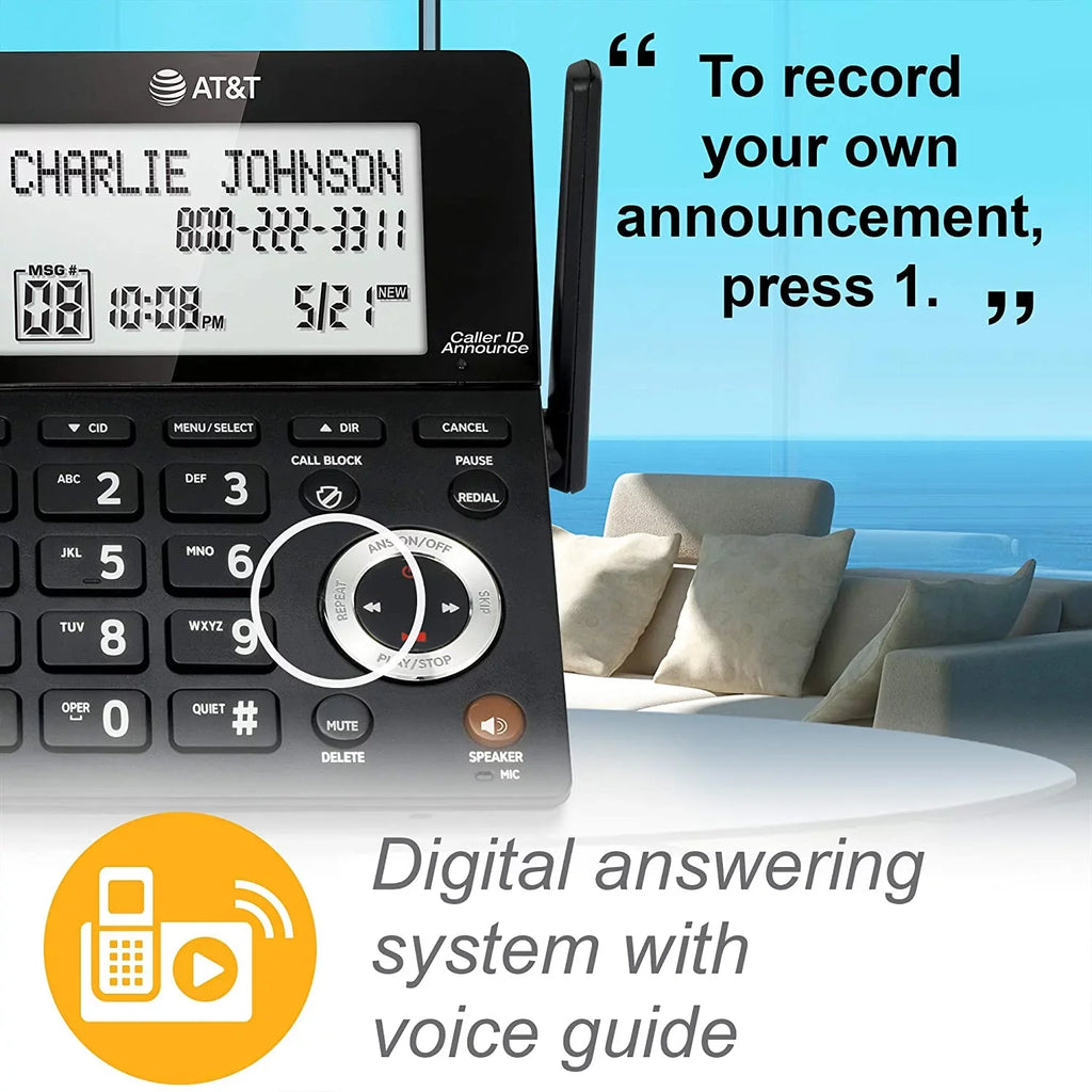 Call 1 with Black/Silver 6.0 DECT Blocker, Expandable Handset with CL84107 Phone AT&T Smart Corded/Cordless