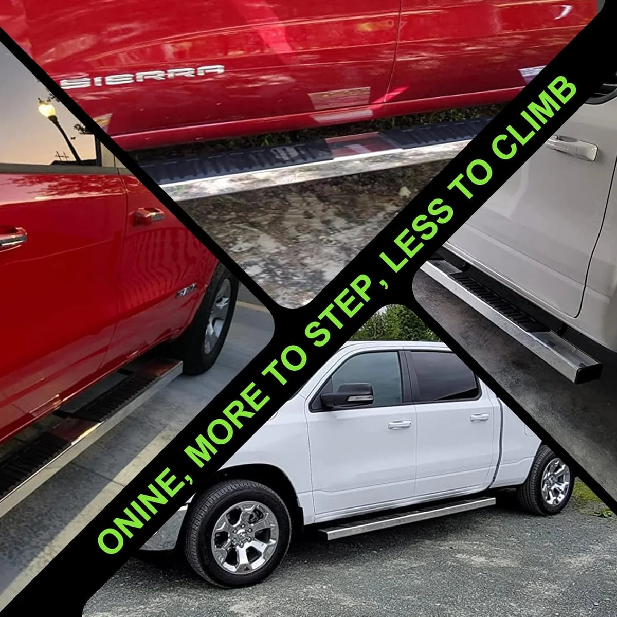 2020-2024 Polished ONINE 2500/3500 Chevy Silverado/Gmc Nerf Sierra 6" Step Fit & bar Custom Silverado/Sierra Crew Boards Side Chrome Running Aluminum Cab 1500 2019-2024