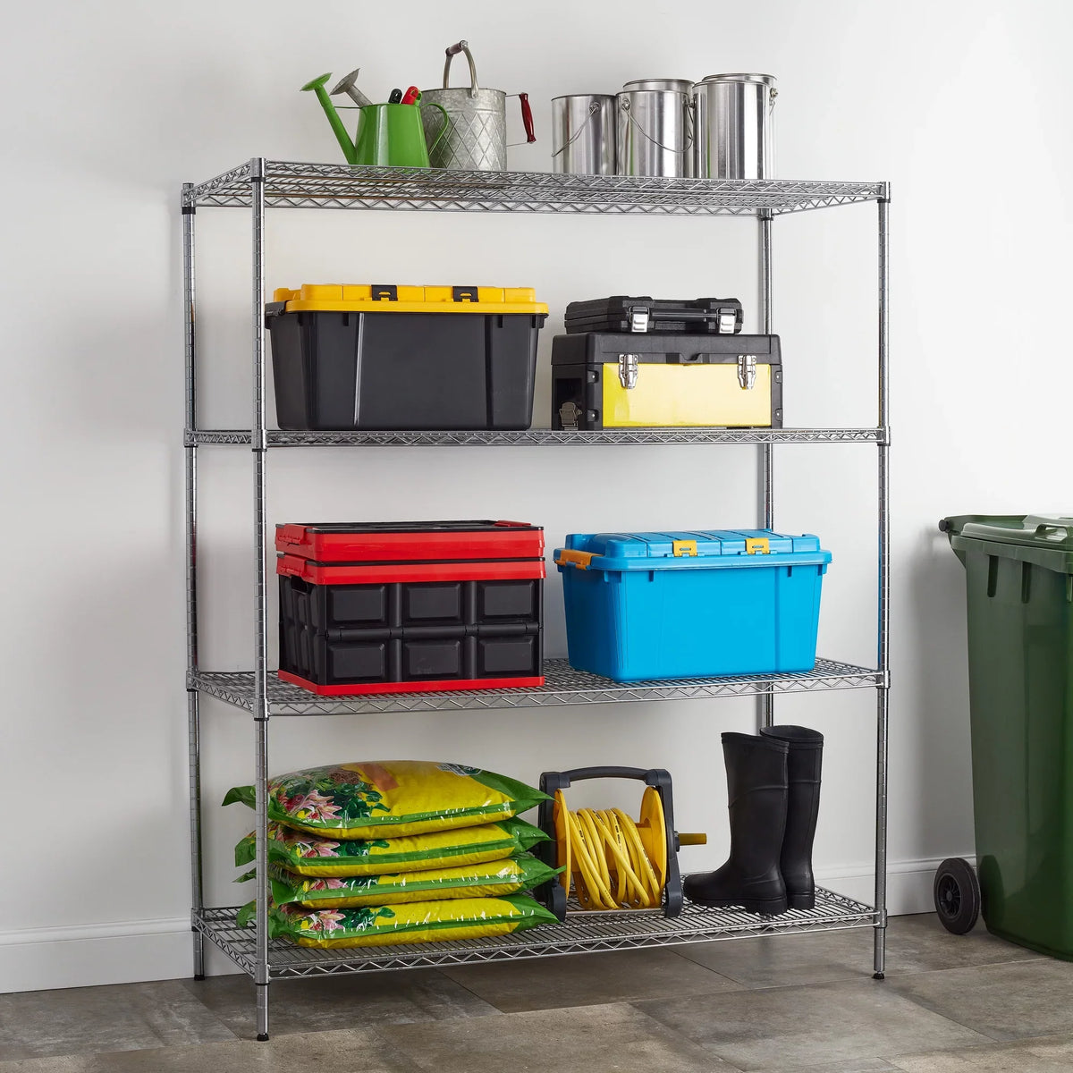 Tough 4000lb Unit 4-Tier Storage 24"D, x 72"H 60"W Chrome Steel Capacity, Hyper Shelf Total x