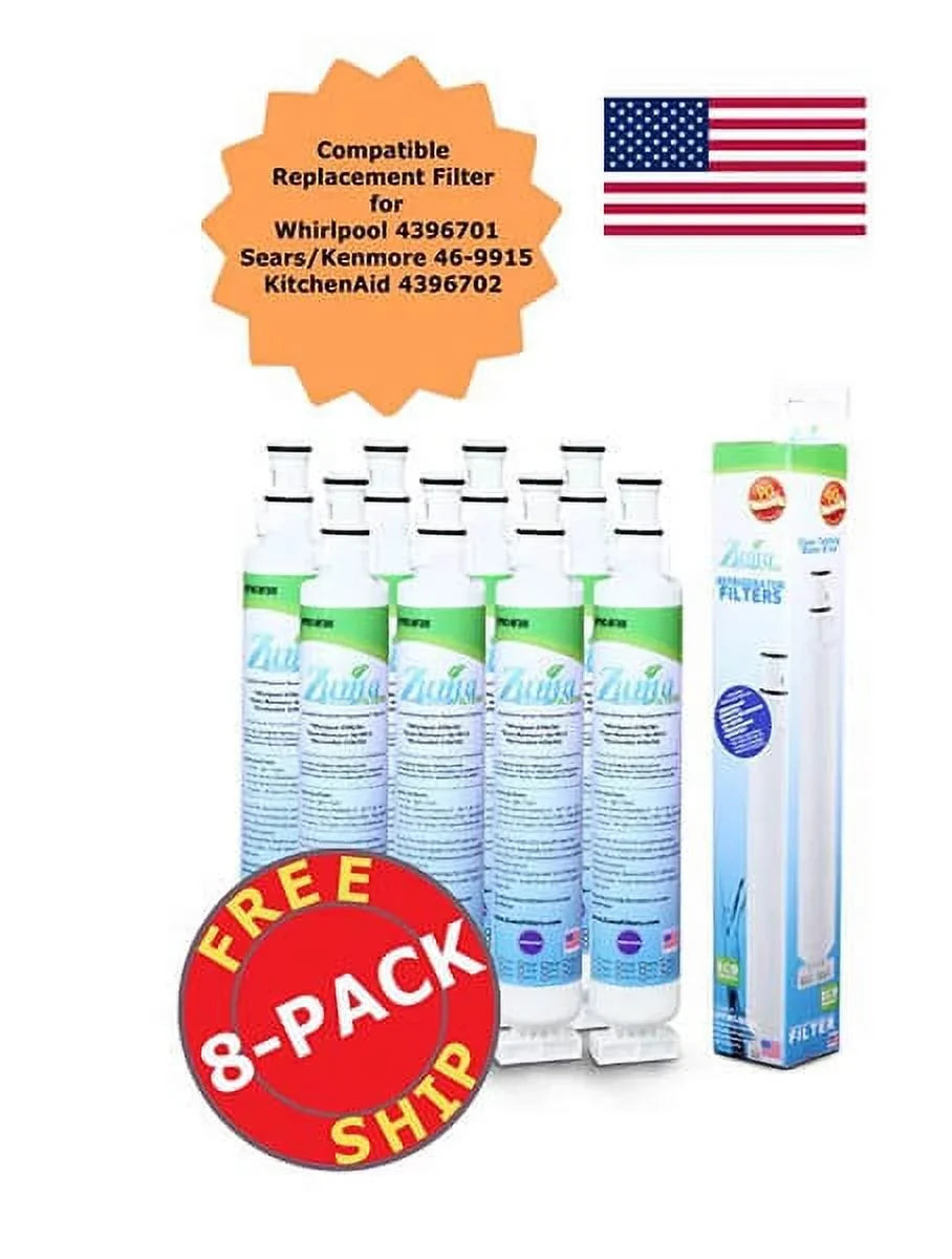 , U.S.A. WF-L200 Compatible with Whirlpool® , Filter Model Made , - and - # 8 OPFW3-RF300 Brand ZUMA Pack in Ice Water