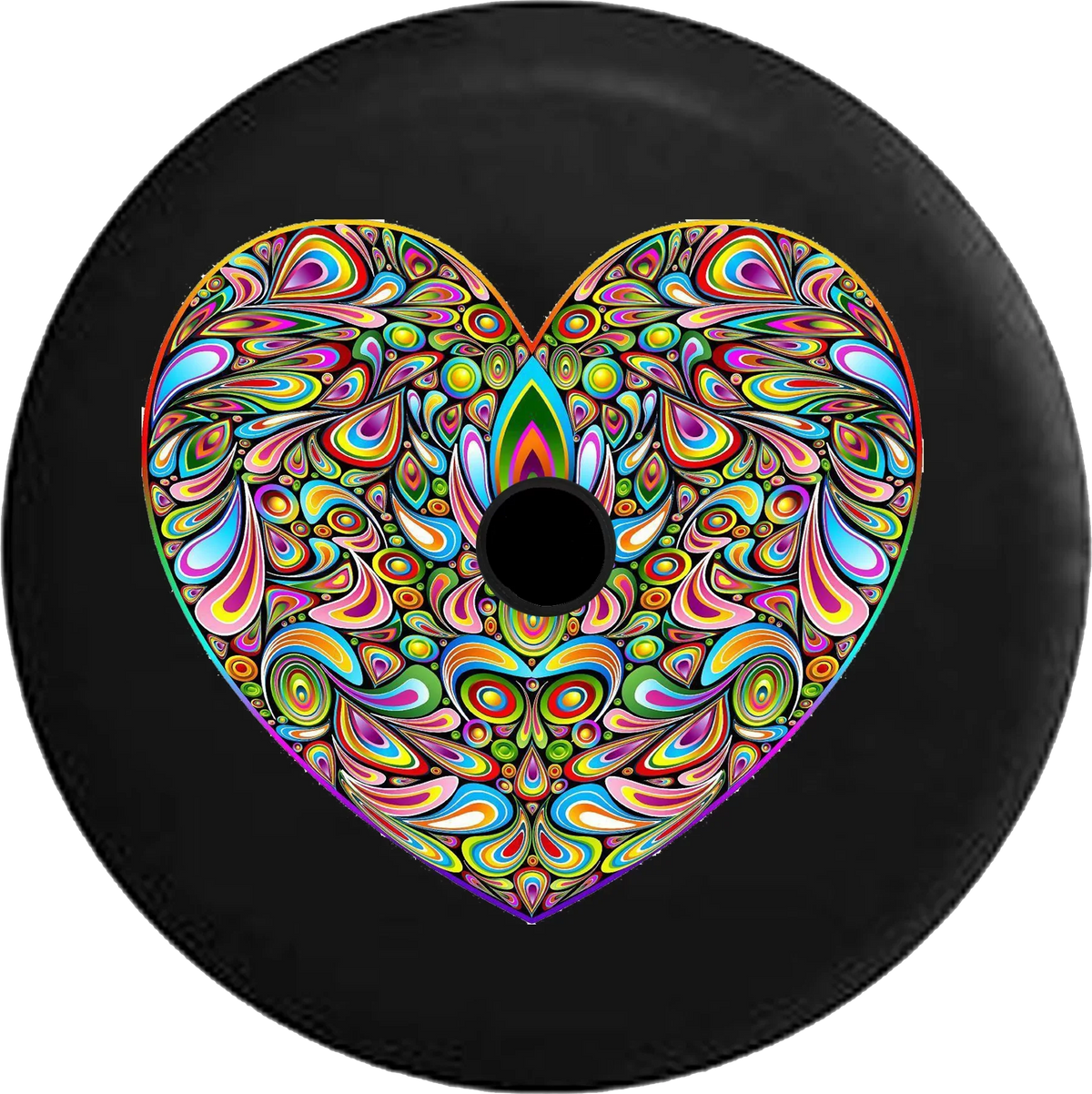 Backup Hippie Heart Psycodelic Camera Cover 2018 for 32 Jeep JL Spare 2019 Love Inch Tire Wrangler RV