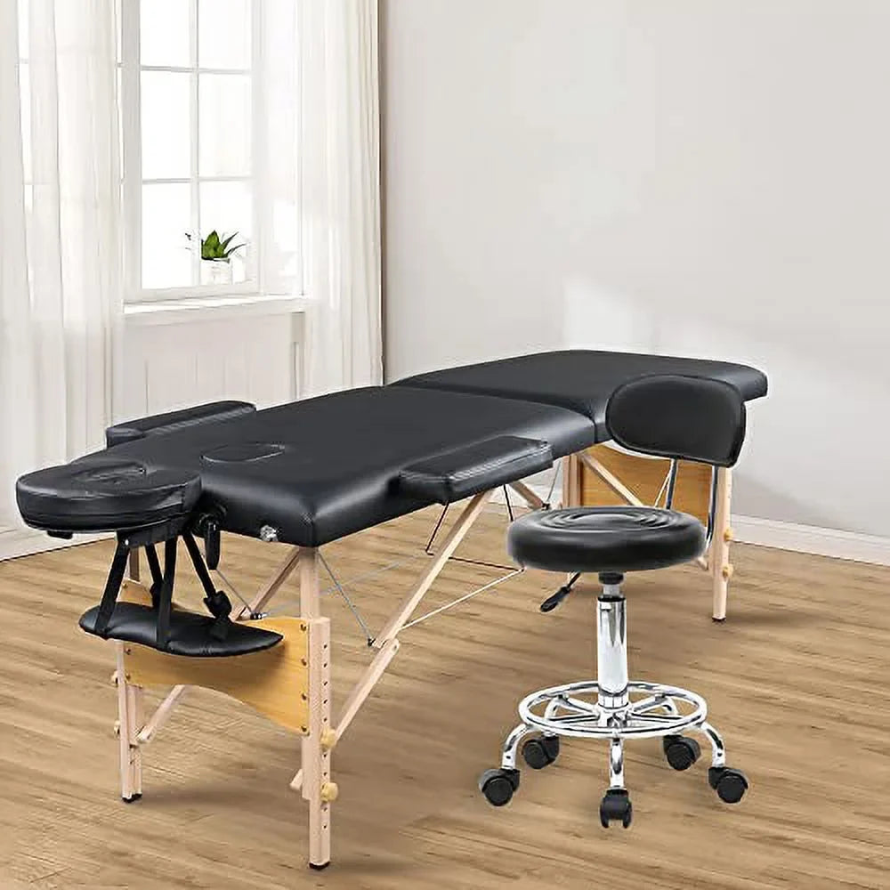 Art Rolling Goujxcy Multi-Purpose Perfect Swivel Wheels Stool Back Dental Spa Massage and Stool White Chair, Clinic Studio, Office with for Salon Cushion Adjustable Salon Beauty Tattoo