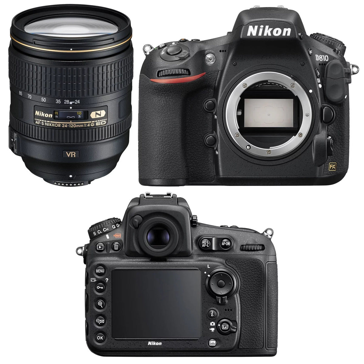 24-120mm & D810 w/ Lens DSLR Nikon Bundle VR Battery Multi-Power Camera Grip