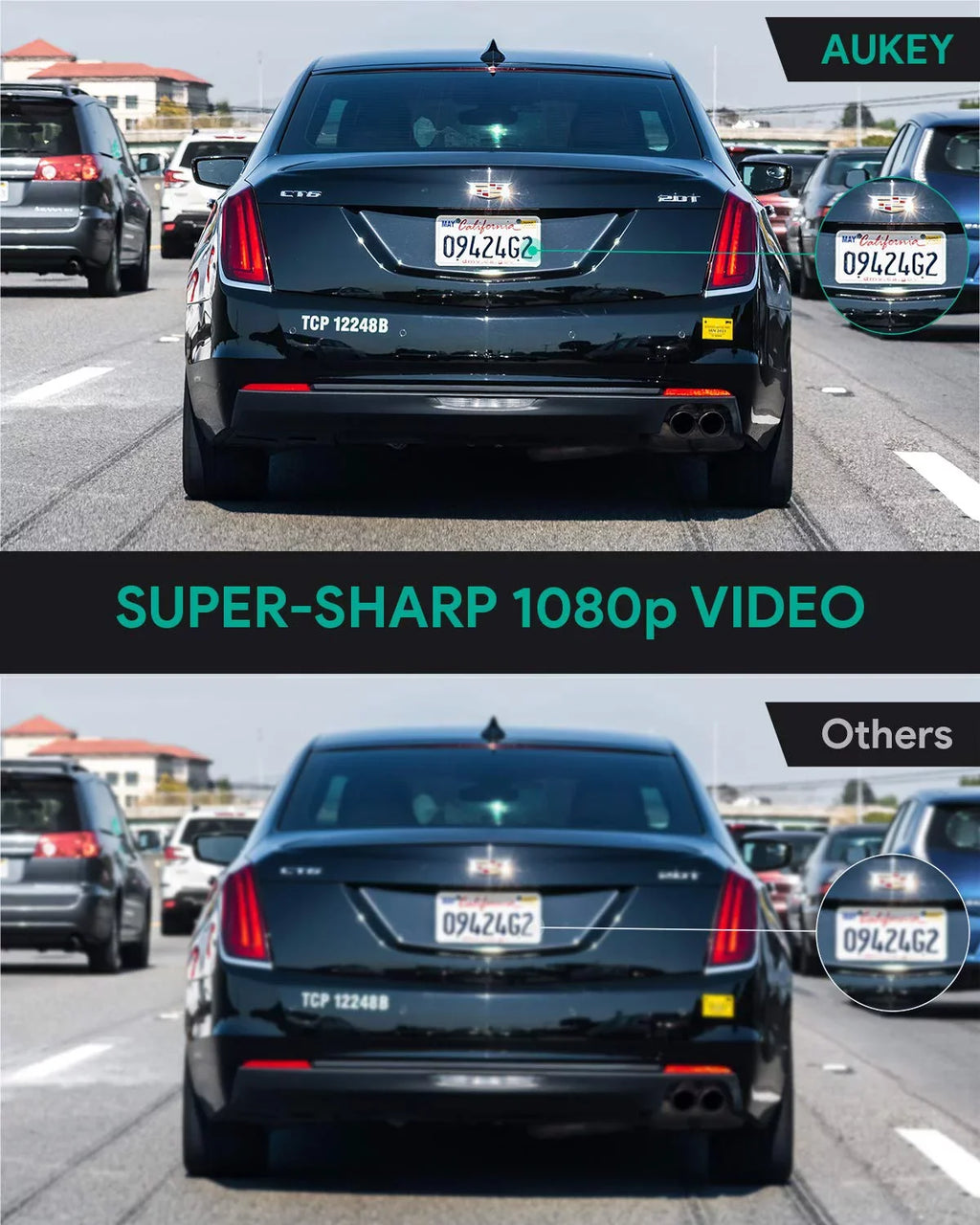 Black-DR02 Wide Dash P Camera, 1080P for Dash Camera 6-Lane Lens 170-Degree AUKEY Cars, Angle Cam, FHD Wifi Car