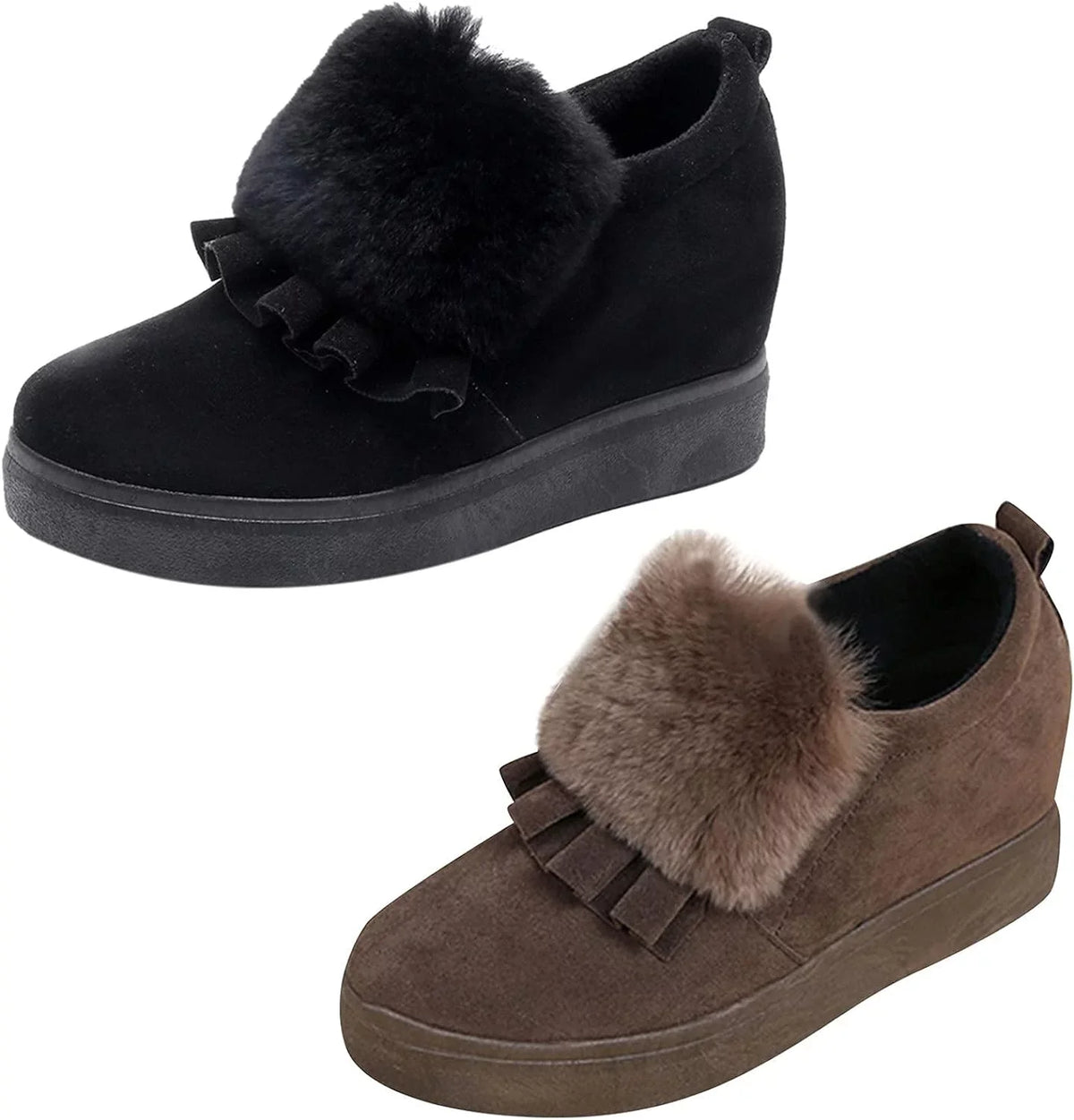 Shoes Winter Ankle Autumn Vintage Boots Furball Wedges Thicksoled Womens Embellished Boots Classic Fashion Cotton