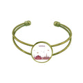 Retro Jewelry Austria Landmark Cuff Open Pattern Vienna Bracelet Flat Bangle