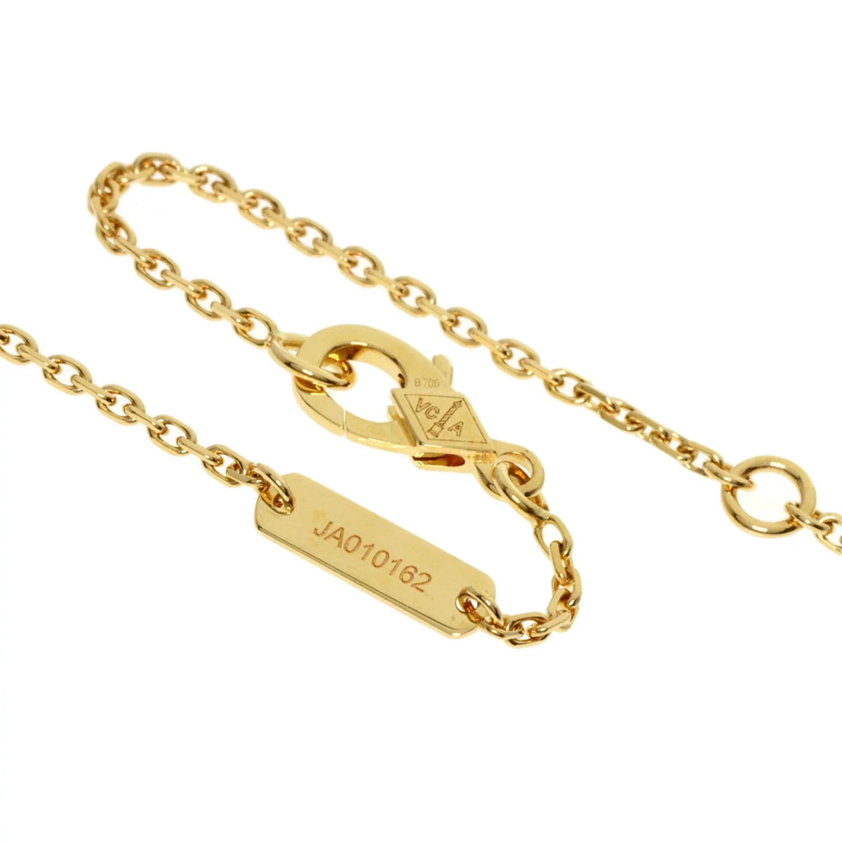 Van Pre-Owned (Good) Yellow & Necklace Shell K18 Gold Cleef Papillon Lucky Arpels Alhambra Women's