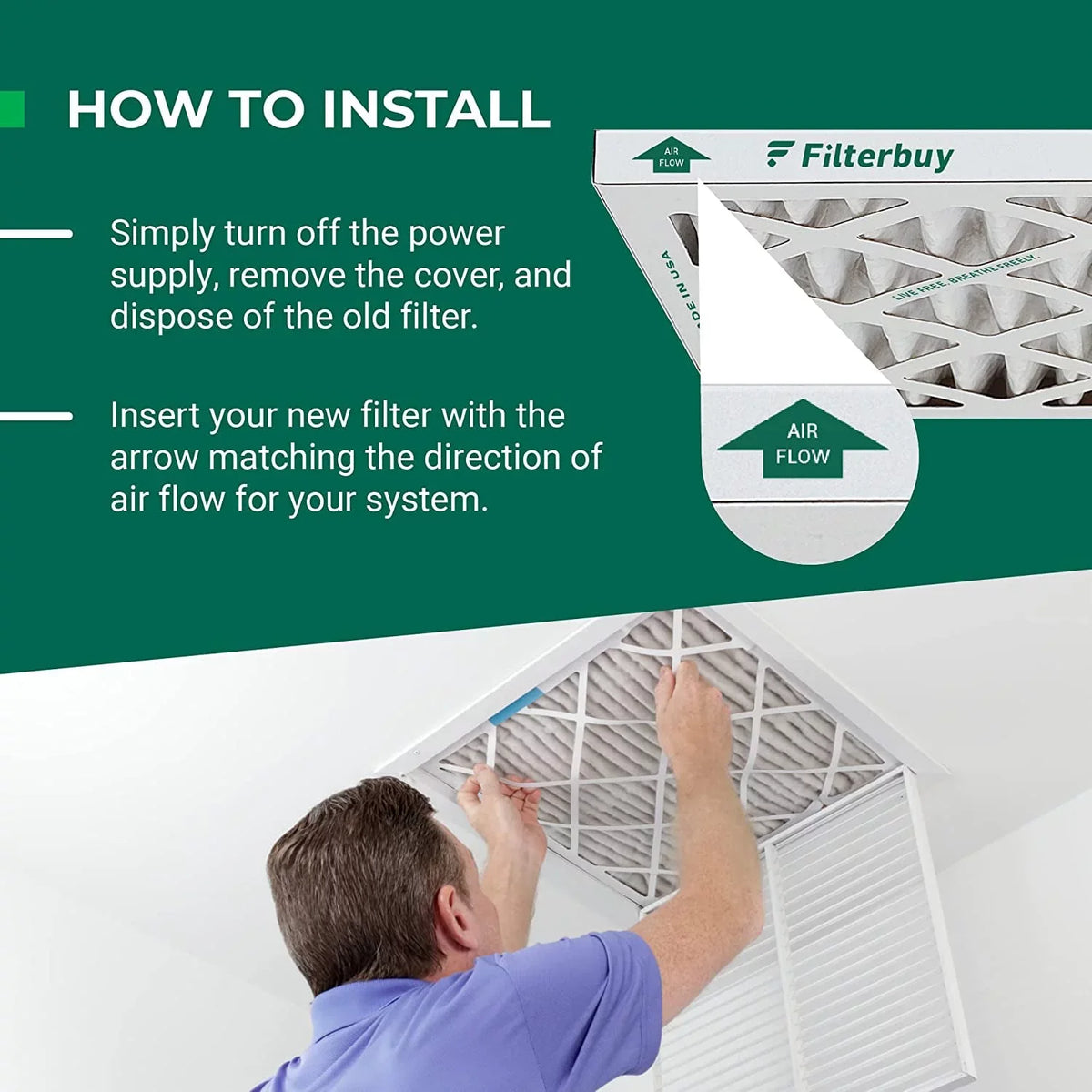 Air HVAC (2-Pack) MERV Pleated AC 13 Furnace 20x20x2 Filters Filterbuy