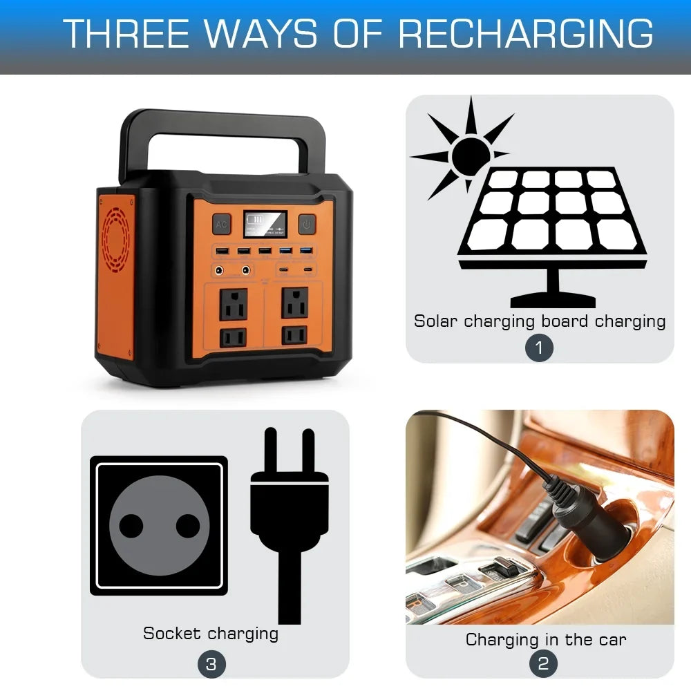 296WH Lithium Portable Battery Station Generator Solar 300W Power 80AH